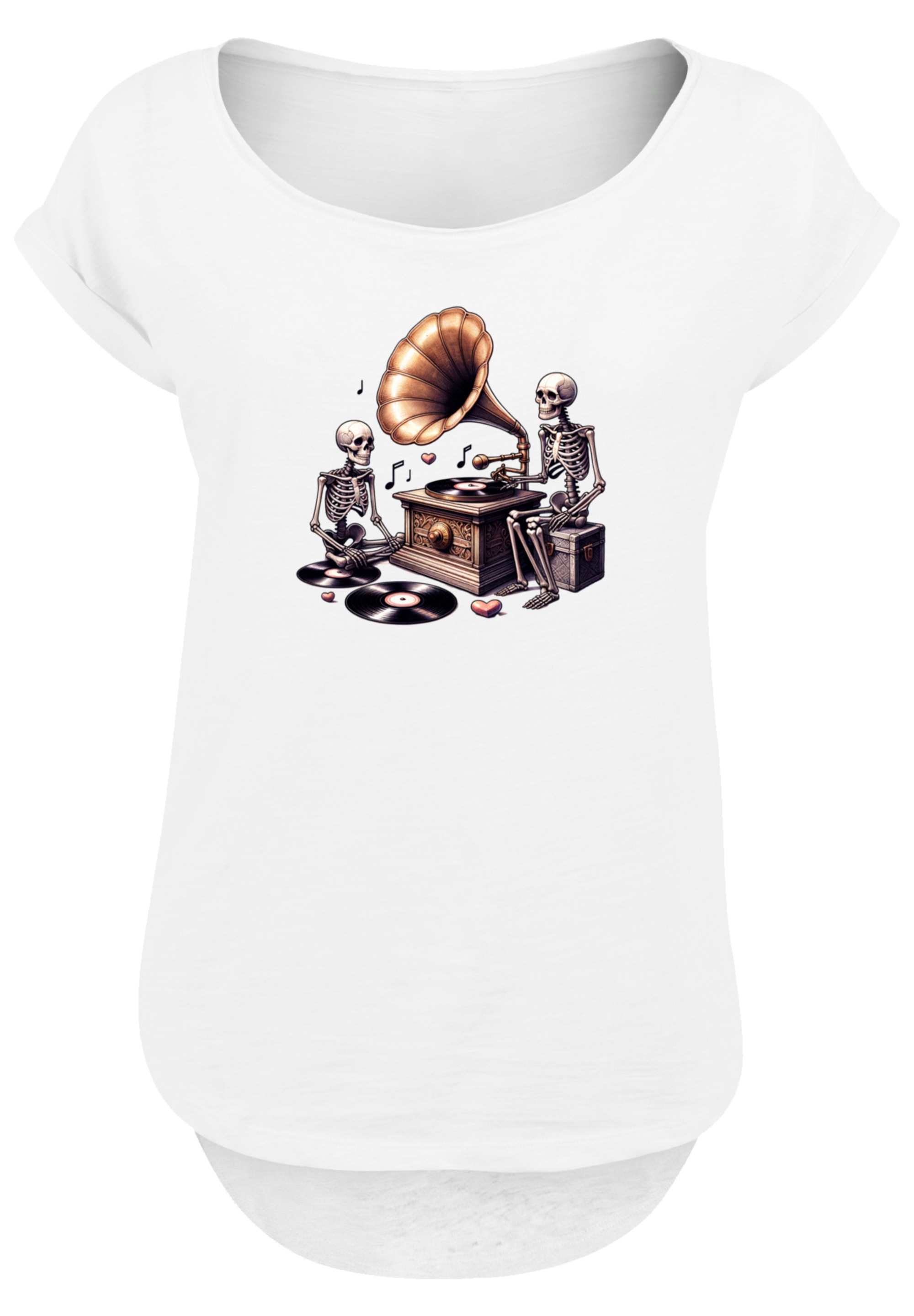 F4NT4STIC T-Shirt »Gothic Skeleton Vintage Plattenspieler«, Premium Qualität