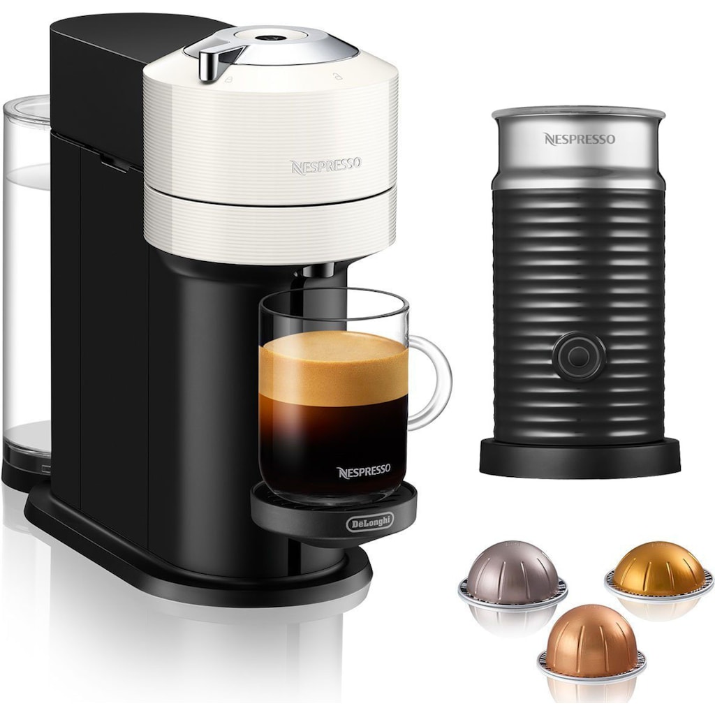 Nespresso Kapselmaschine »Vertuo Next ENV 120.W von DeLonghi, White«, inkl. Aeroccino Milchaufschäumer im Wert von UVP € 75,-