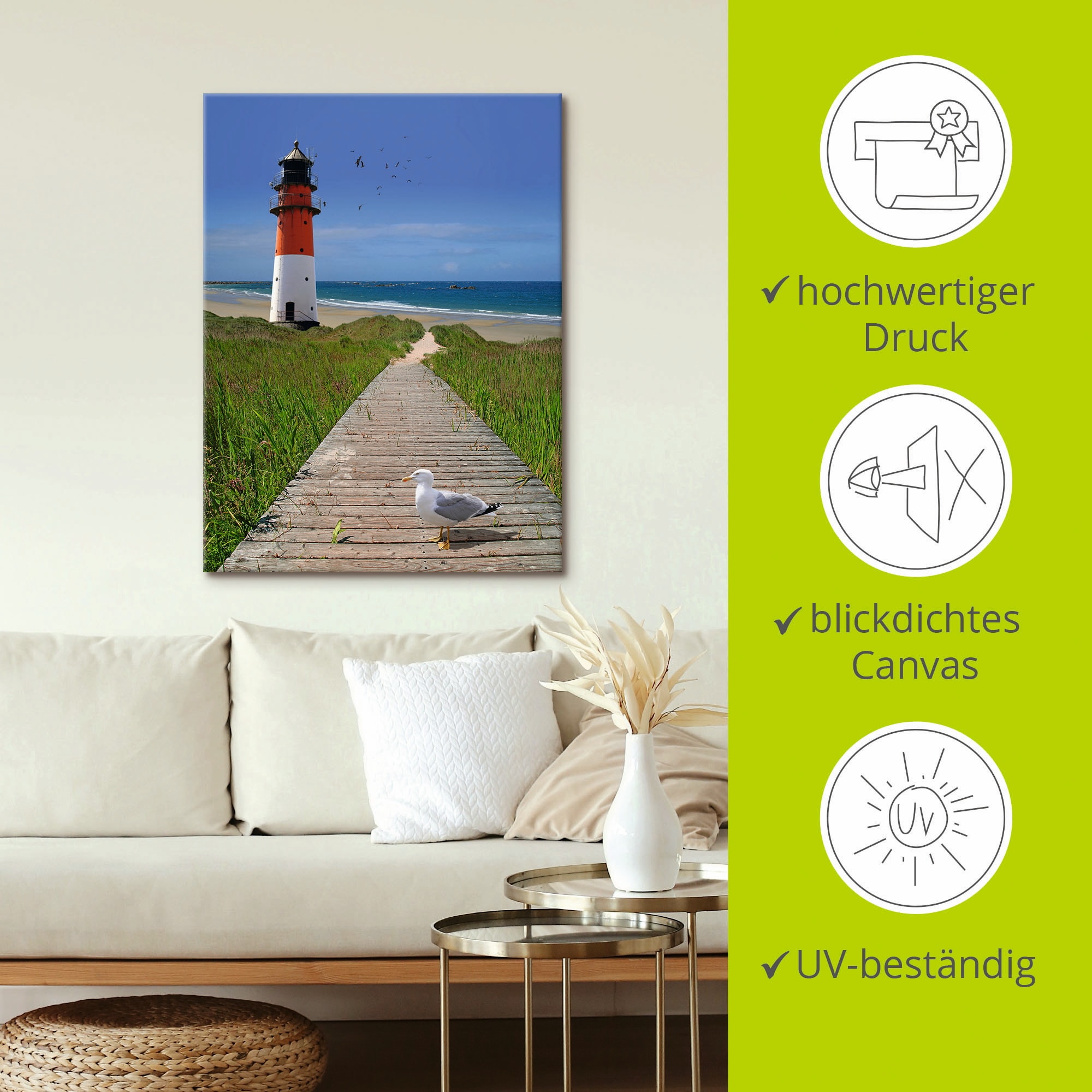 Artland Wandbild »Der Weg zum Meer«, Gebäude, (1 St.), als Leinwandbild, Poster in verschied. Größen