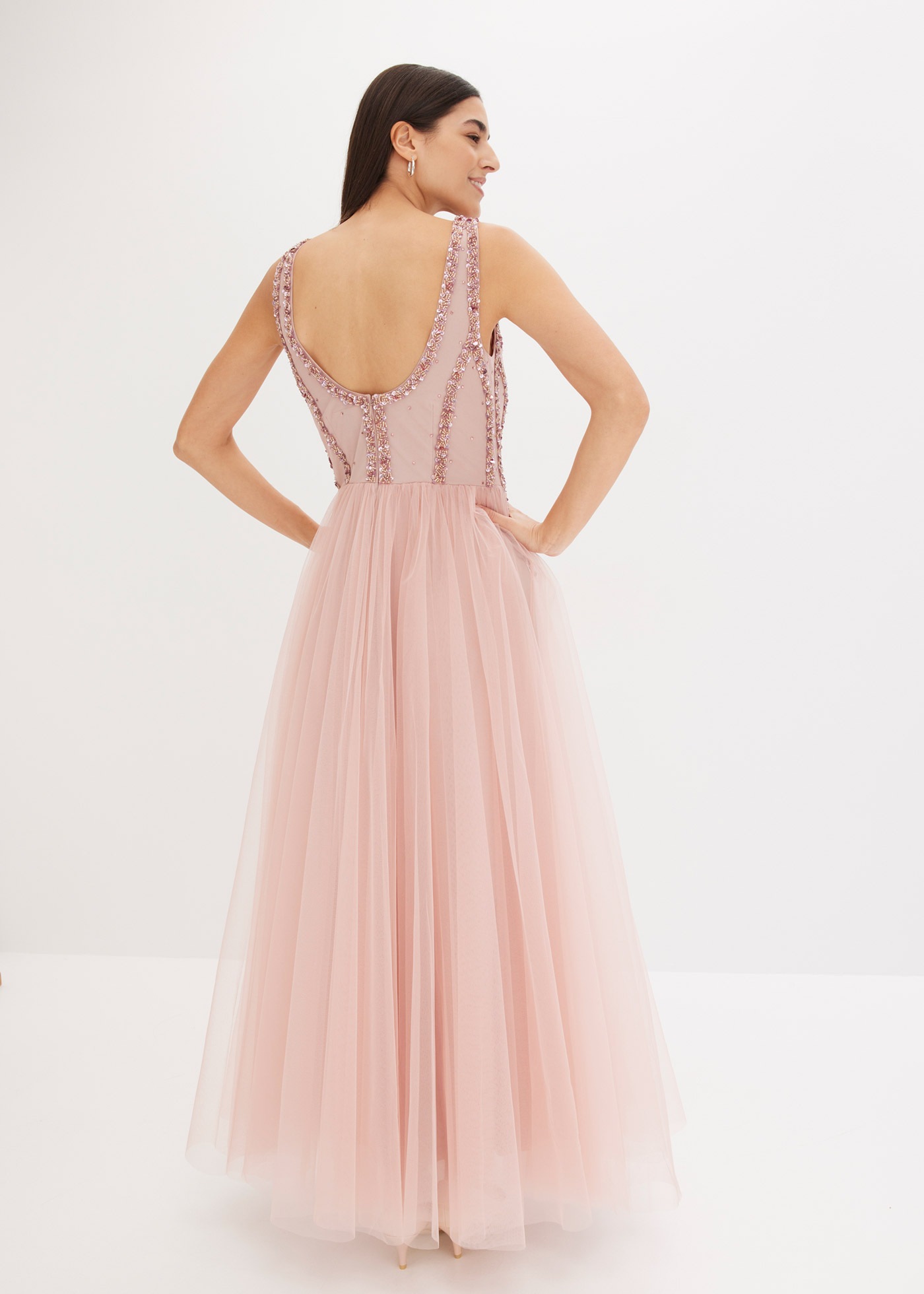 bonprix Maxikleid aus feinem Tüll, mit Paillettenstickerei im Oberteil, ohn günstig online kaufen