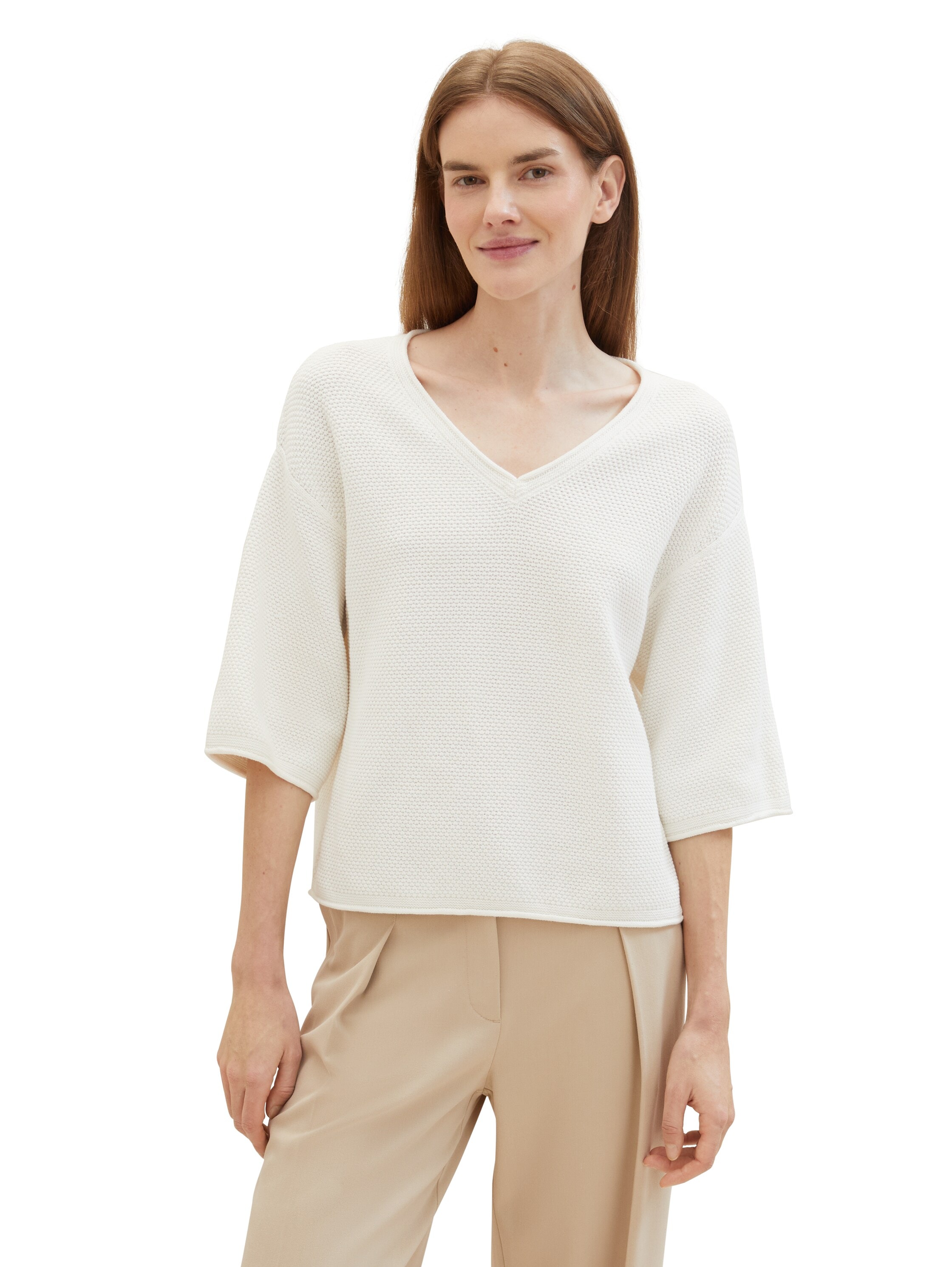 V-Ausschnitt-Pullover, mit Drop-Shoulder