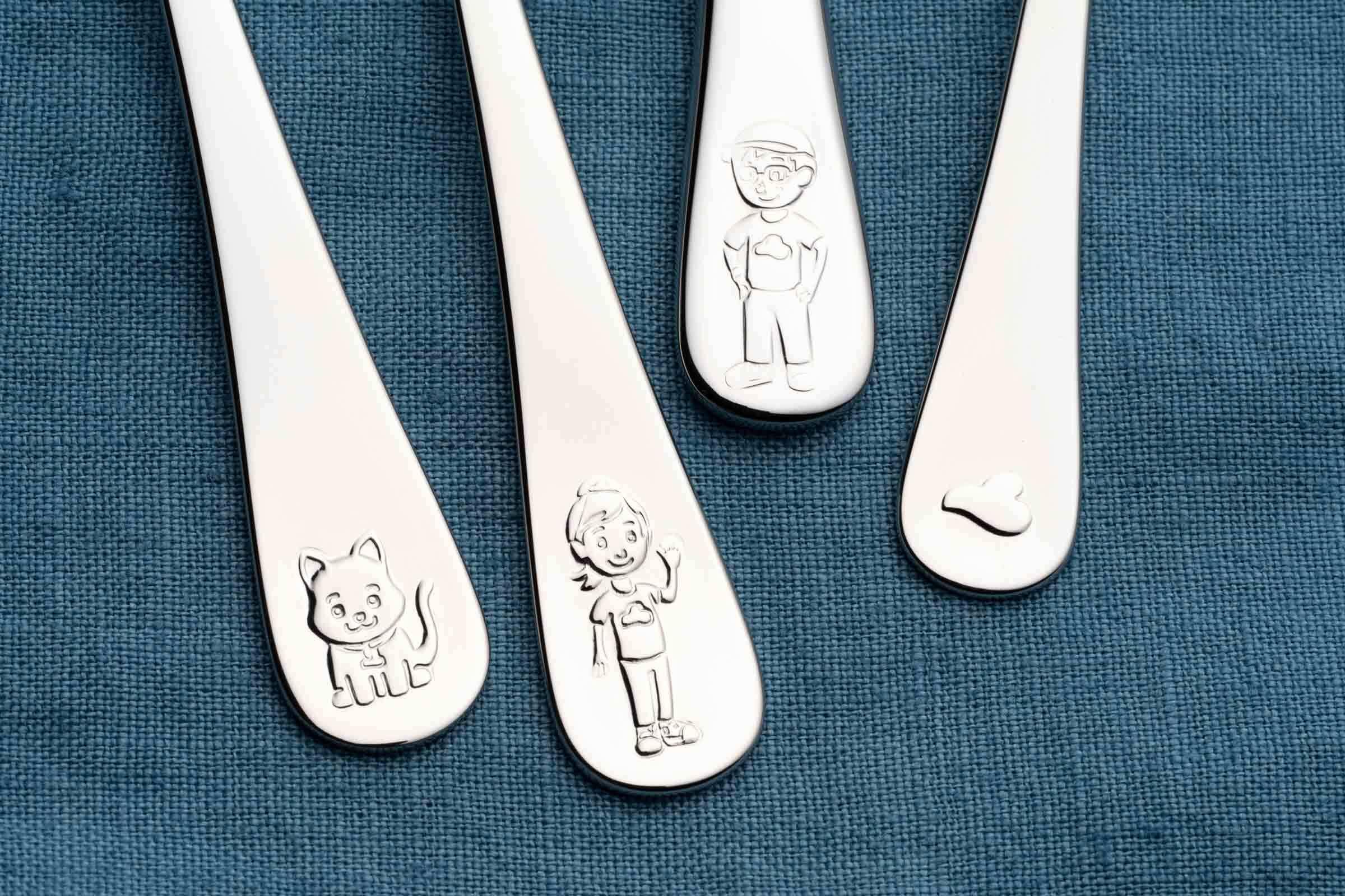 LEONARDO Kinderbesteck »Kinderbesteck Bambini Avventura 4er Set silber« Ideal für den Alltag, spülmaschinengeeignet,