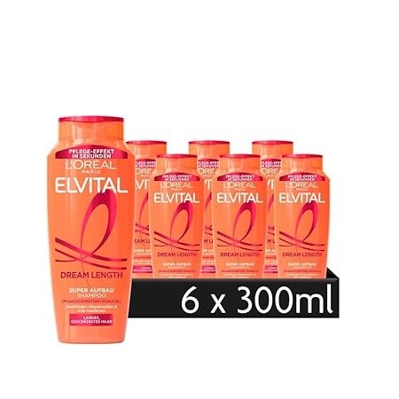L'ORÉAL PARIS Haarspülung »L'Oréal Paris Elvital Dream Length Spülung«, (Packung, 6 tlg.), Stärkt das Haar gegen Haarbruch, sorgt für Glanz und Spannkraft.