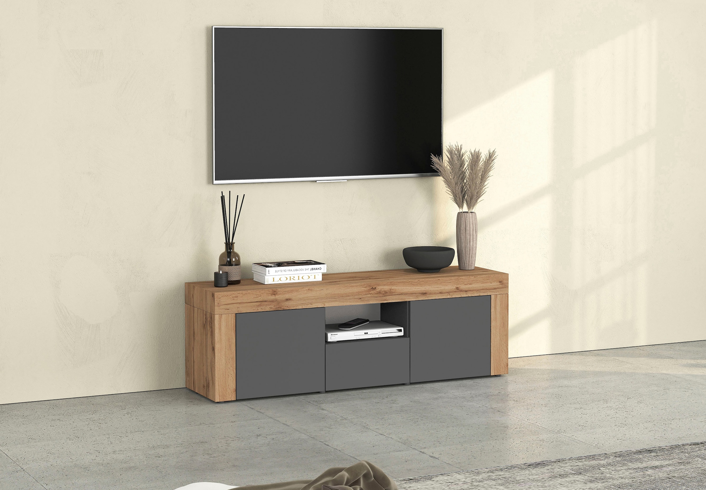 INOSIGN Lowboard "CHRONOS Breite 155 cm mit 2 Türen, 1 Schublade,1 offenes günstig online kaufen
