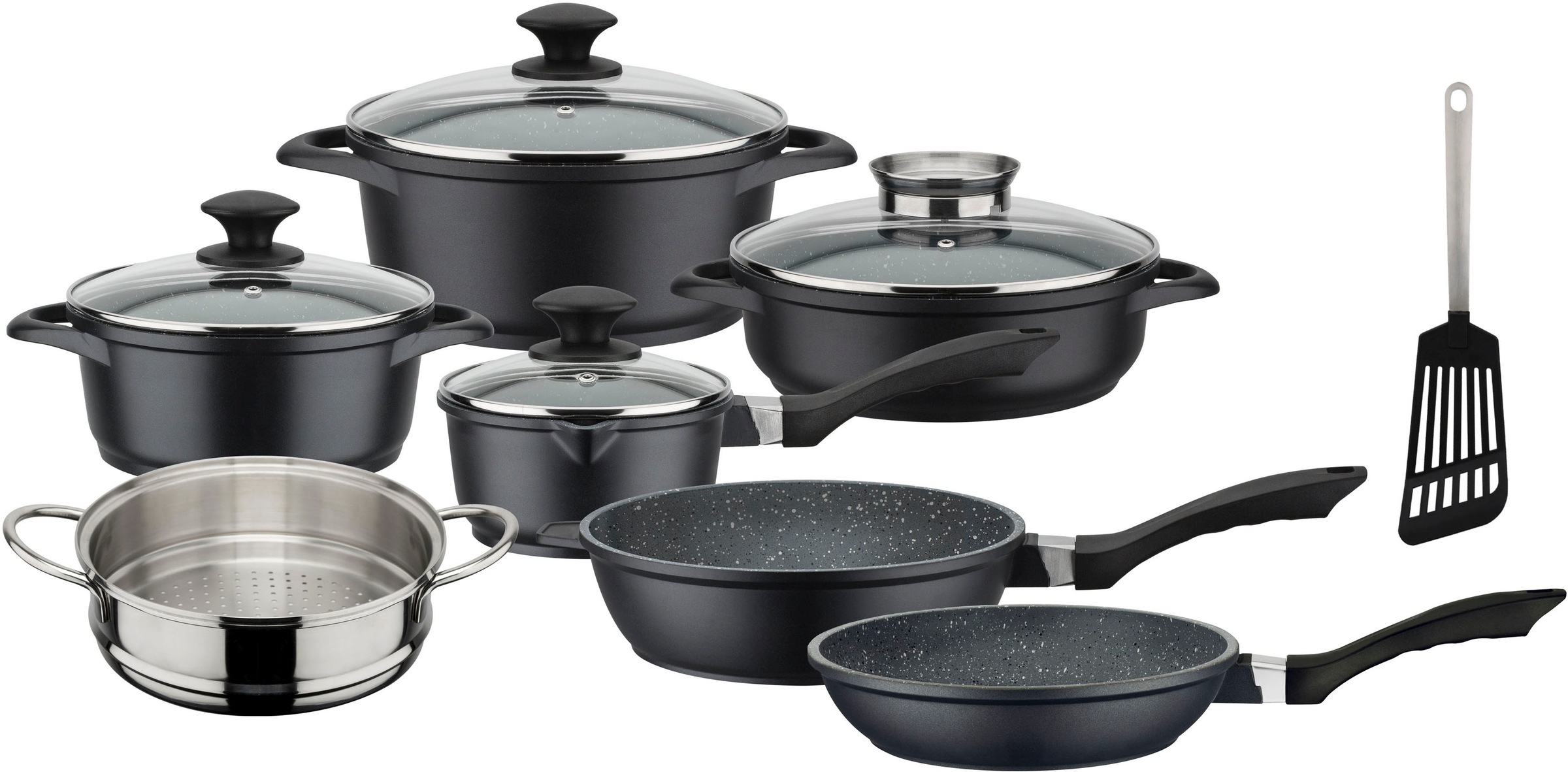 GSW Topf-Set "Gourmet Granit" Set, Kochtopf 20/24, Stieltopf 16, Pfanne 20/ günstig online kaufen