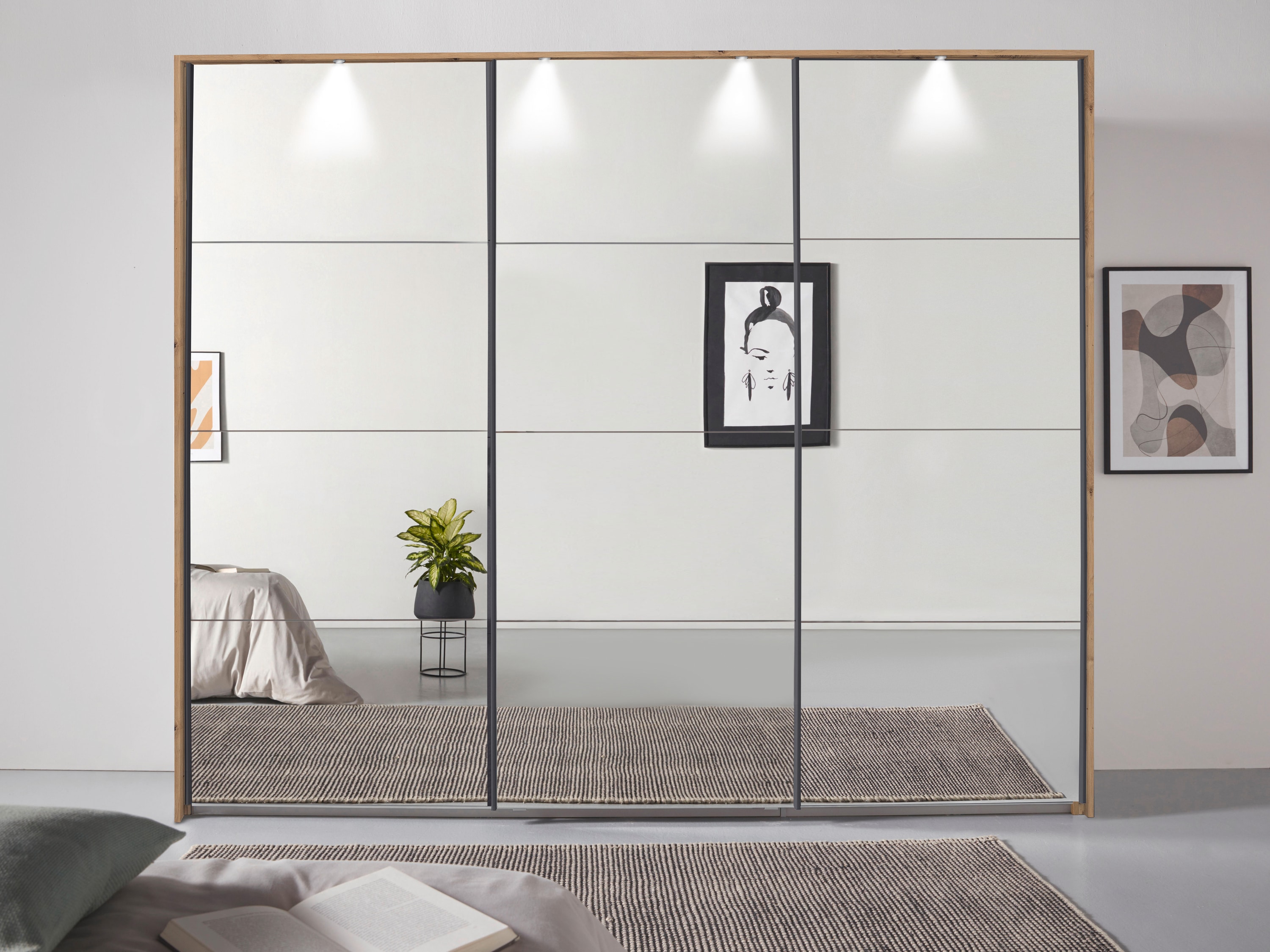 OTTO home 1100000002199 "Mehrzweckschrank Aktenschrank Möbel Mietswohnung Schlafzimmer OTELI" Breiten 211/278/323/368 cm Höhen 214/233 cm, inkl. Passepartout optional mit Beleuchtung MADE IN GERMANY