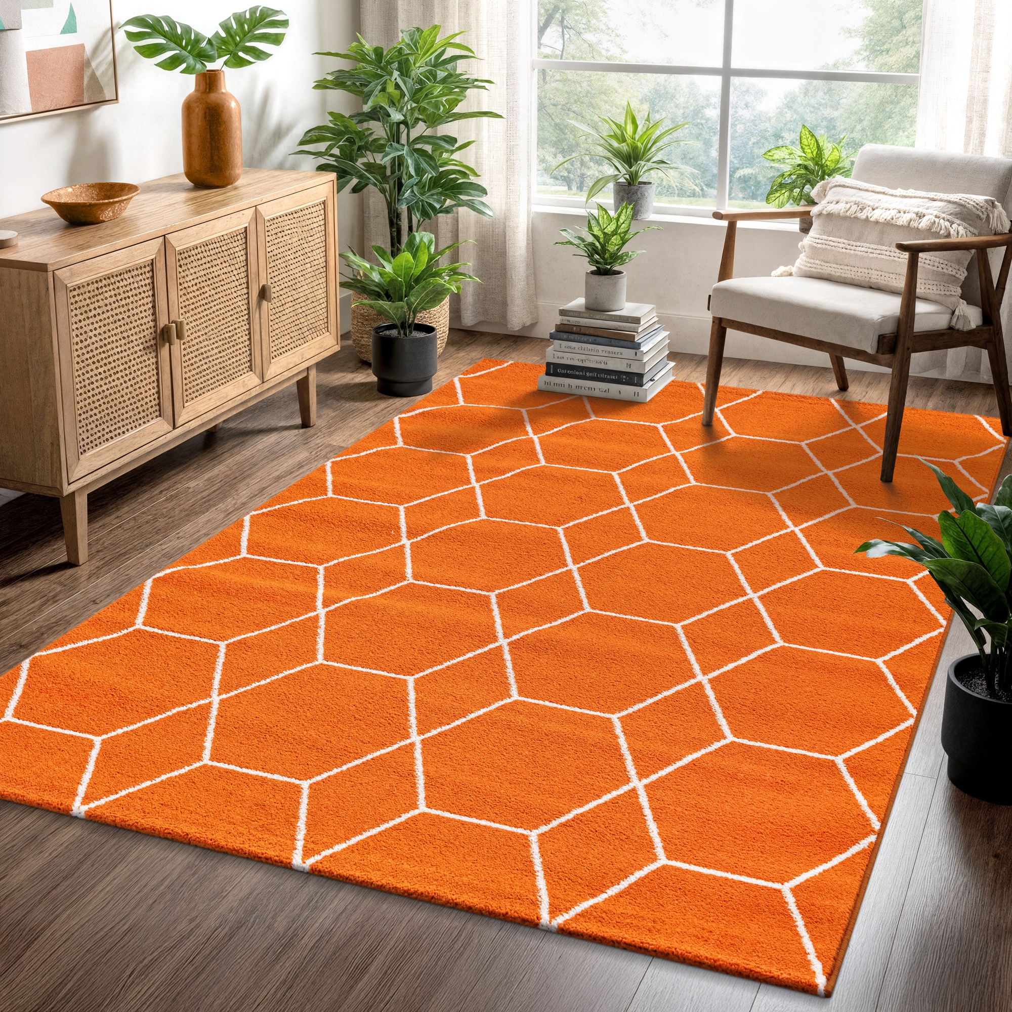 Sanat Teppich "Trellis, auch als Läufer und Rund" rechteckig 10 mm Höhe Kurzflor, skandi, boho, große Farbauswahl, alle Räume