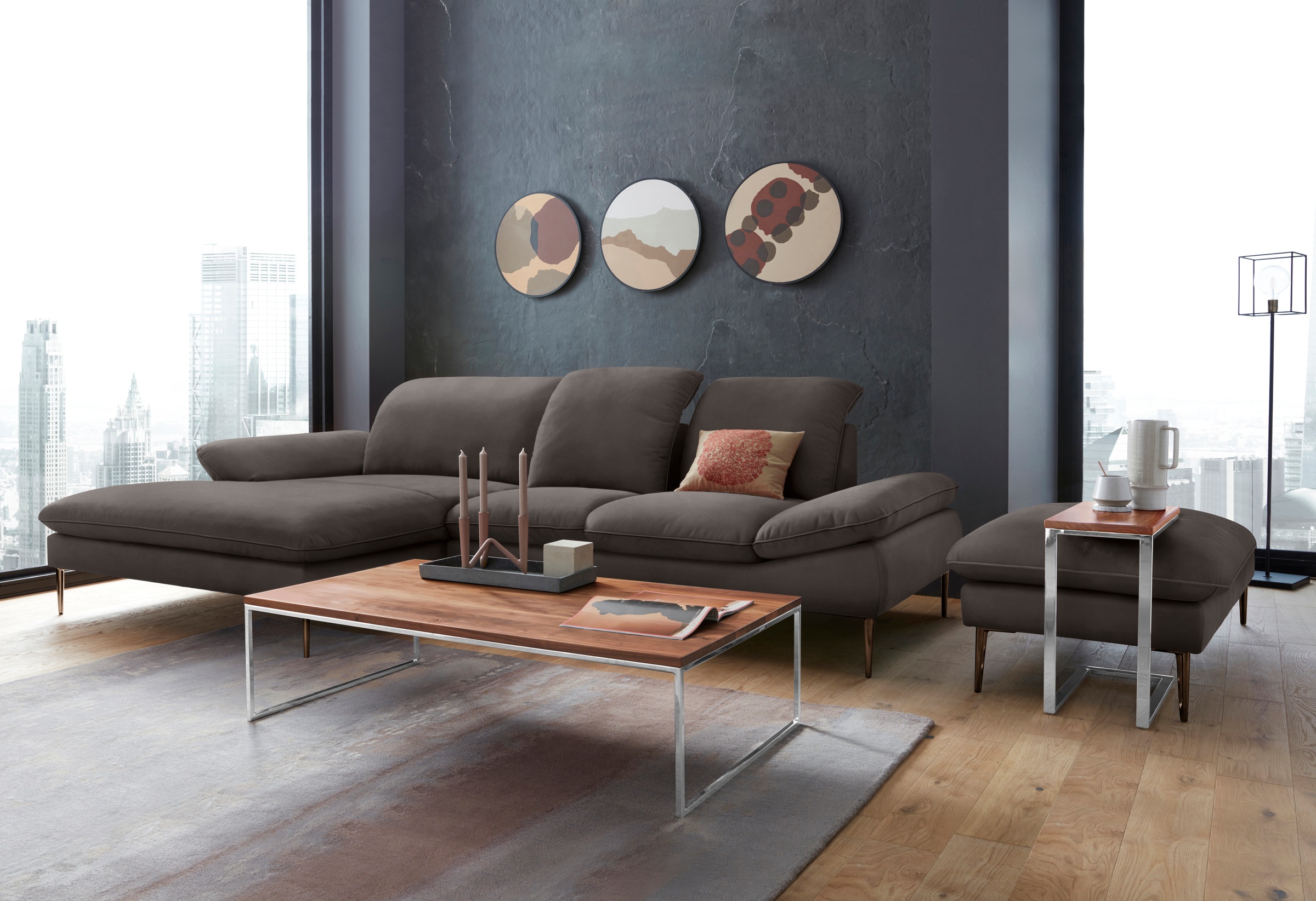 W.SCHILLIG Hocker »enjoy&MORE«, Füße bronze pulverbeschichtet, Breite 106 cm