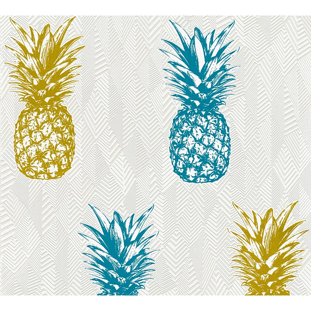 Technik & Freizeit Bauen & Renovieren A.S. Création Vliestapete »Il Decoro mit tropischen Ananas`«, Motiv, Floral Tapete Ananas 