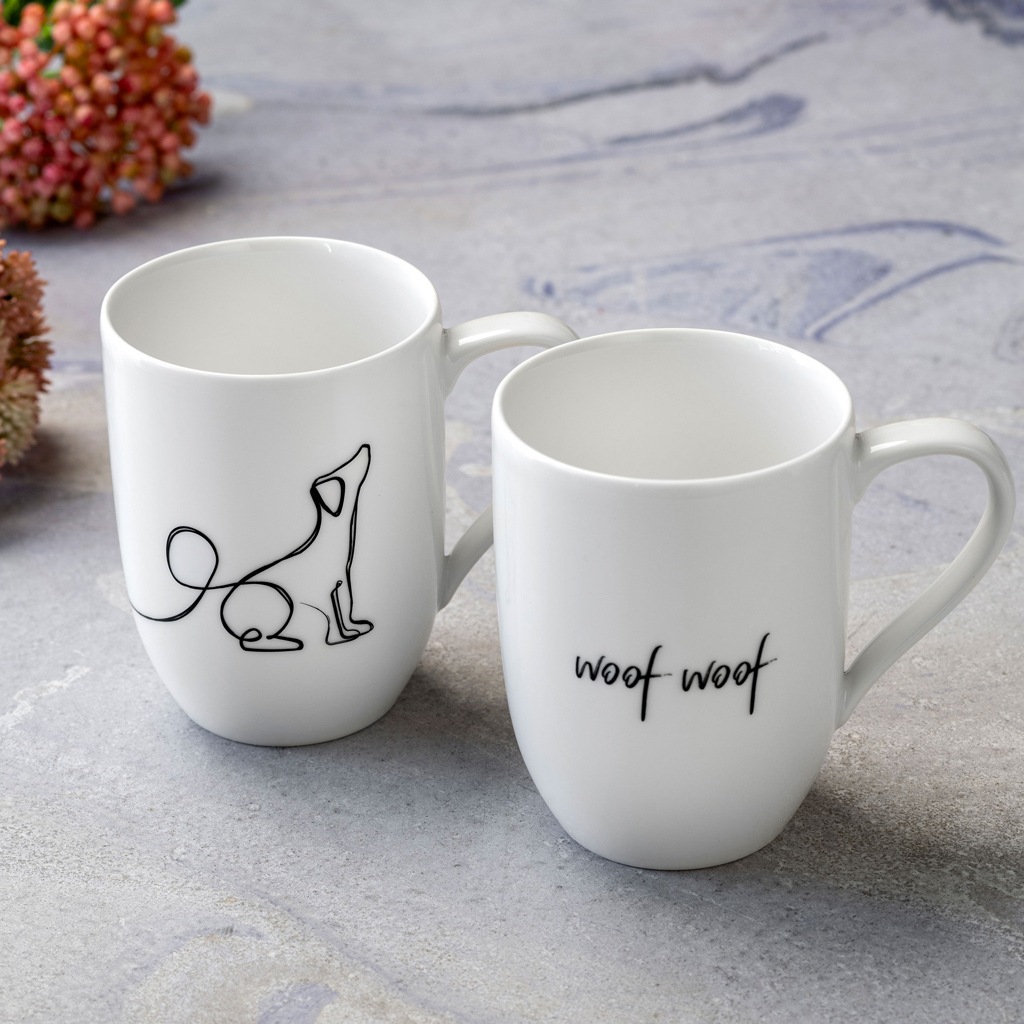 Villeroy & Boch Becher "Kaffeebecher Dog Statement 280 ml 2er Set weiß" günstig online kaufen