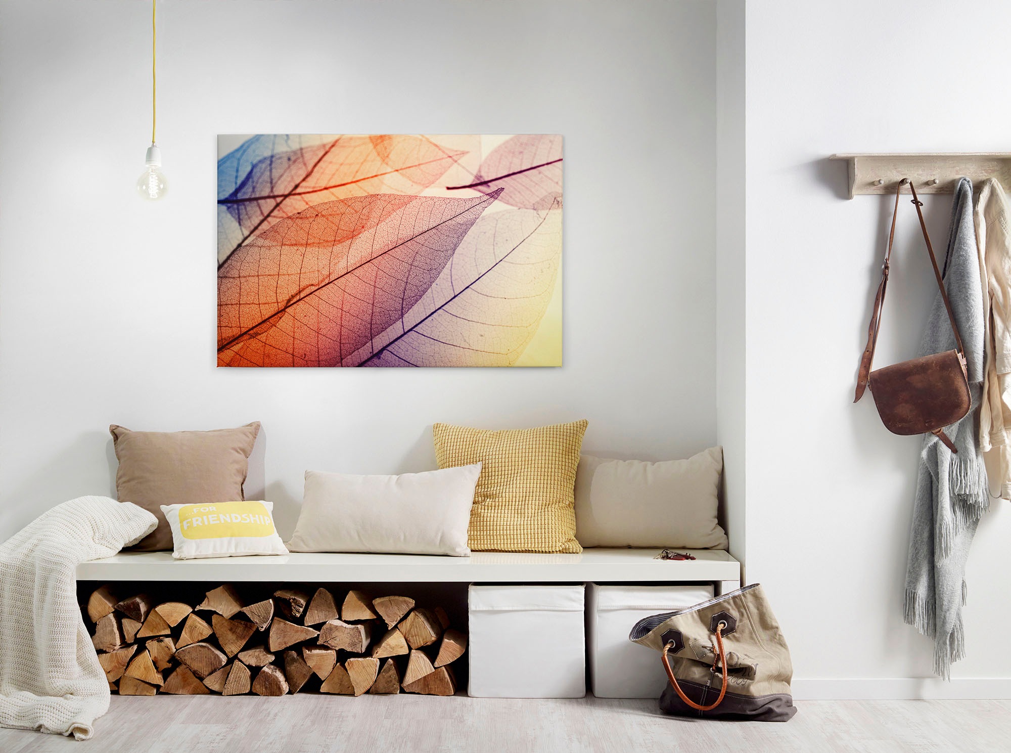 A.S. Création Leinwandbild "Limpid Leaf" Kunst Natur 1 Stk. tlg. Keilrahmen Moderne Blätter Bunt Leinwand-Bild Wohnzimmer modern Kinder