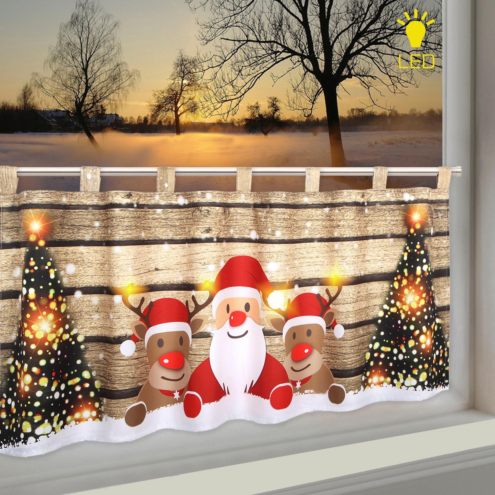 Delindo Lifestyle Scheibengardine "WEIHNACHTS-TEAM" Schlaufen 1 Stk. tlg. H günstig online kaufen