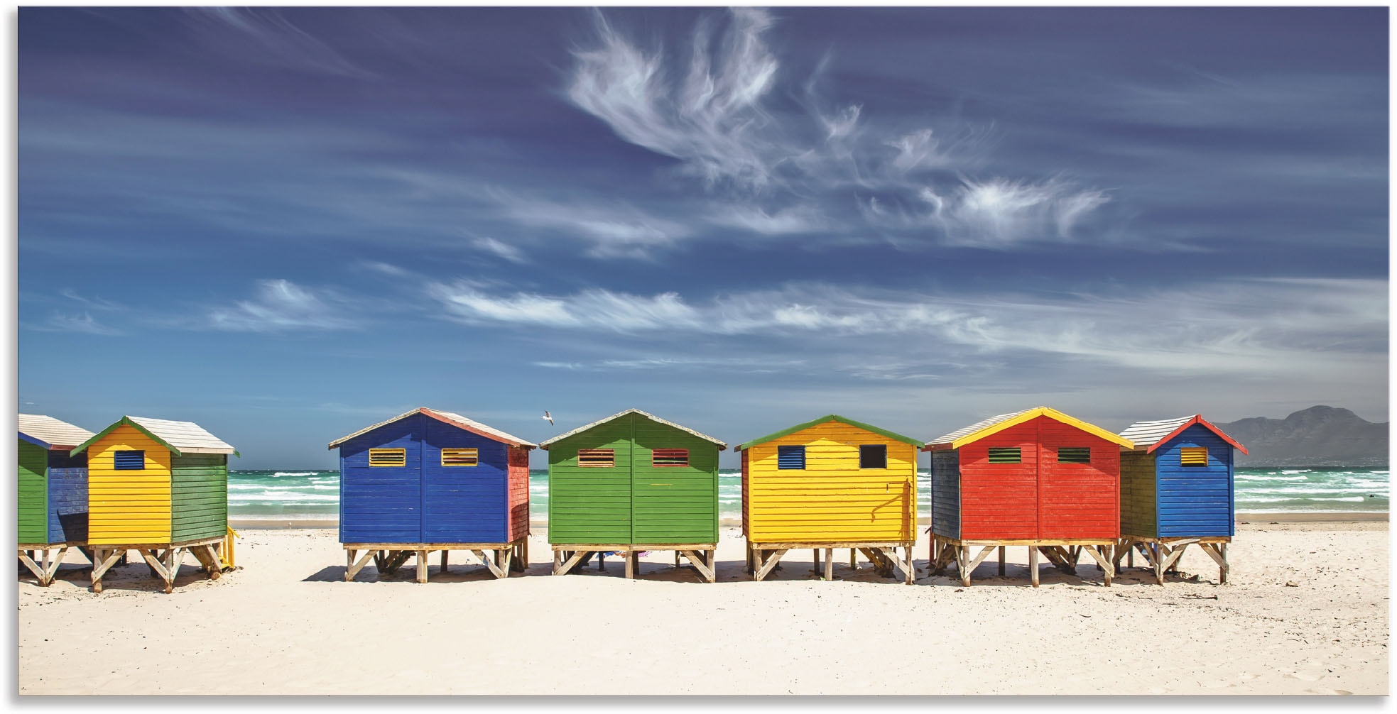 Wandbild »Bunte Strandhäuser bei Kapstadt«, Strandbilder, (1 St.), als Alubild,...