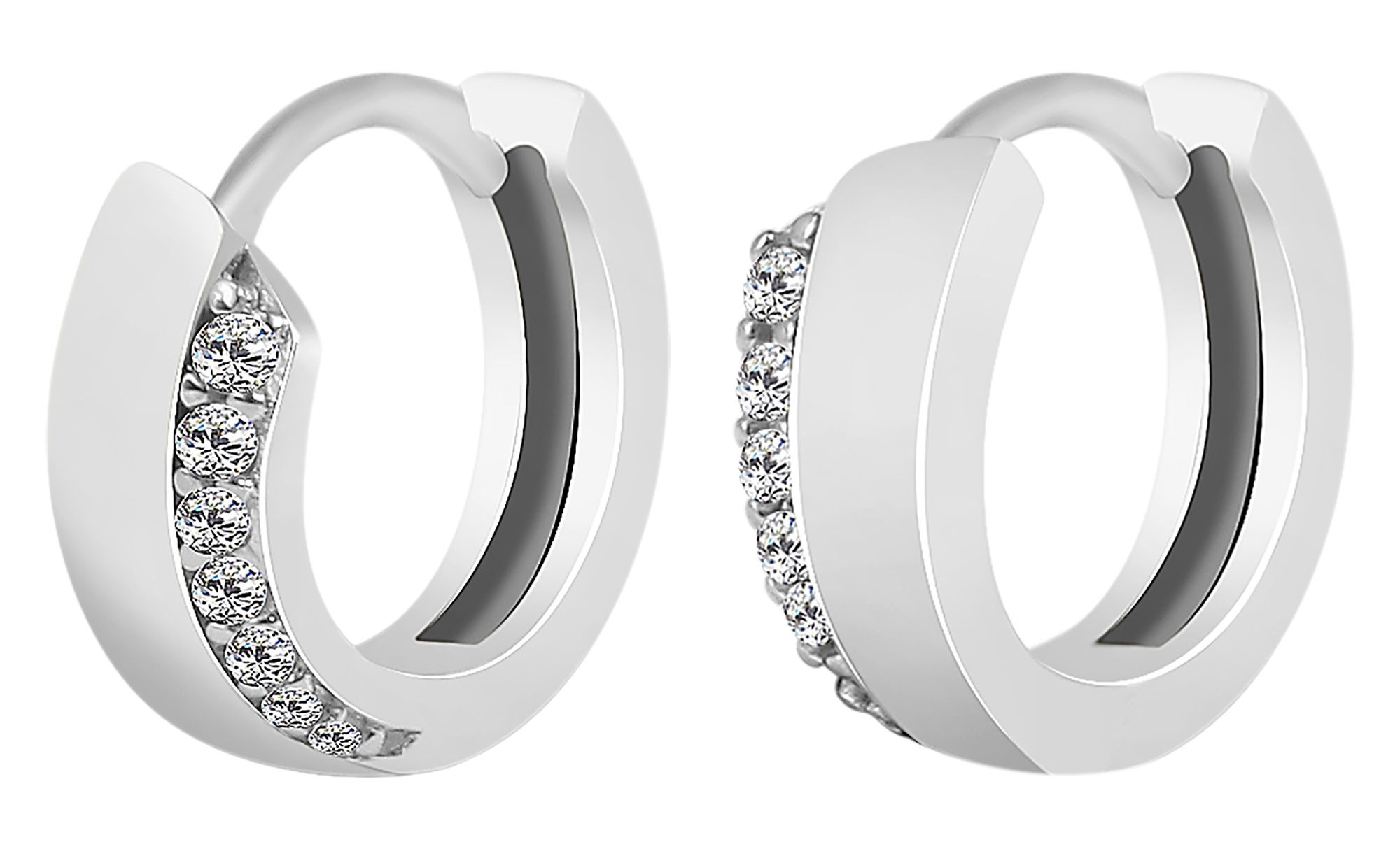 Adelia´s Klappcreolen »Damen Ohrringe – Klappcreole aus 925 Silber mit Zirkonia« Perfekt als Geschenk zum Jubiläum