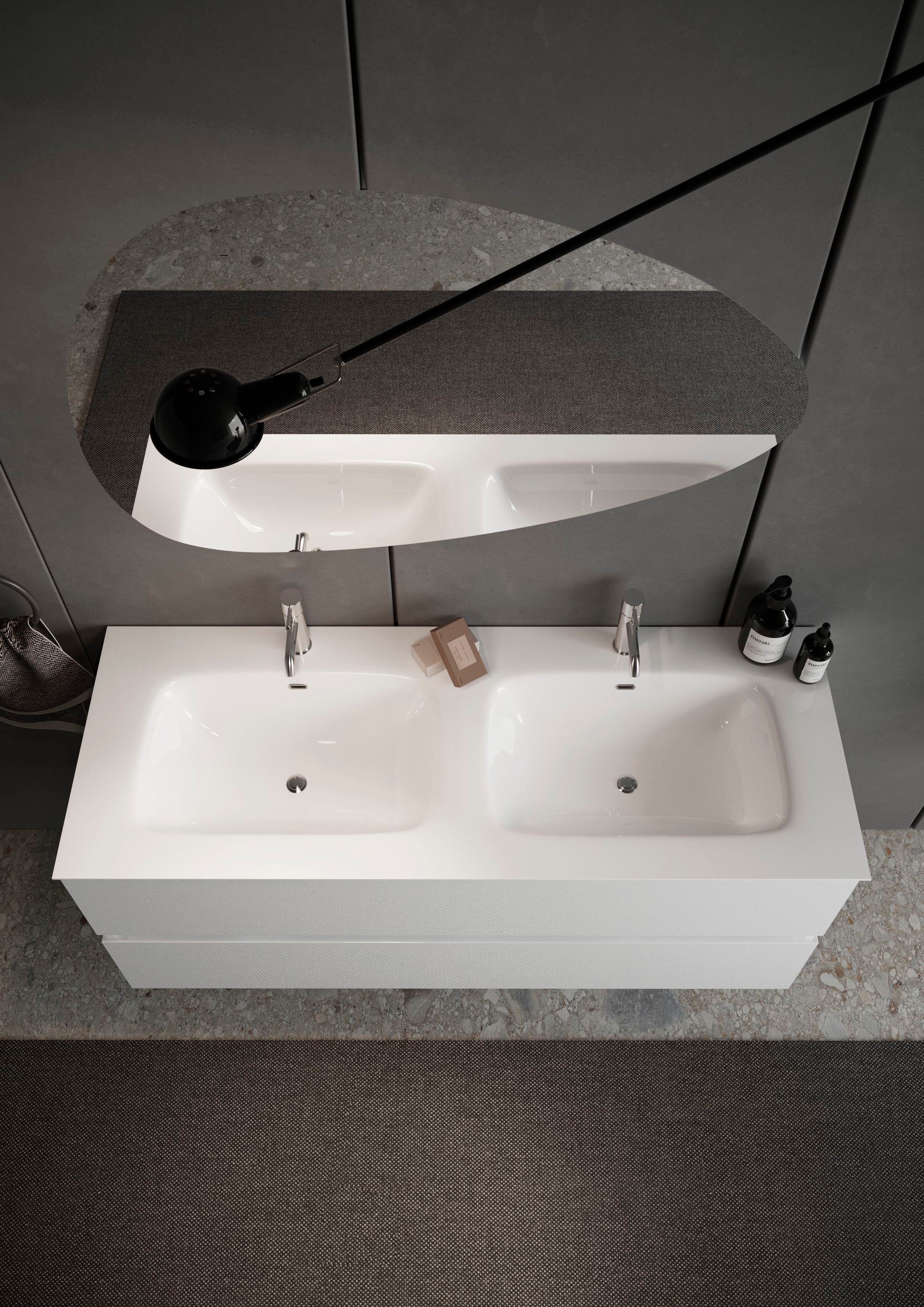 Thumbnail - welltime Doppelwaschtisch "Start, Breite 120 cm, 2 bzw. 3 Schubkästen" Badmöbel, Soft-Close, Keramik-Einsatzbecken, Weiß...