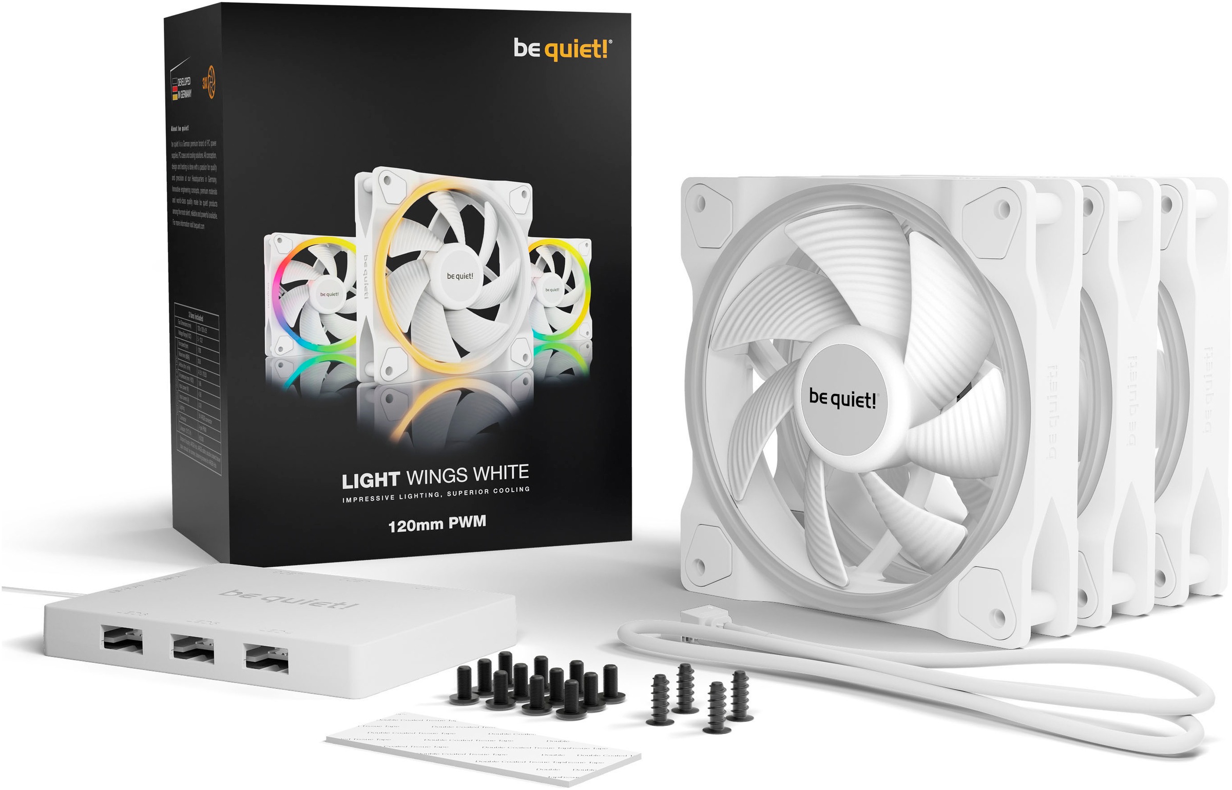 be quiet! Gehäuselüfter »Light Wings White 120mm PWM Triple Pack«, (Packung, 3 St.)