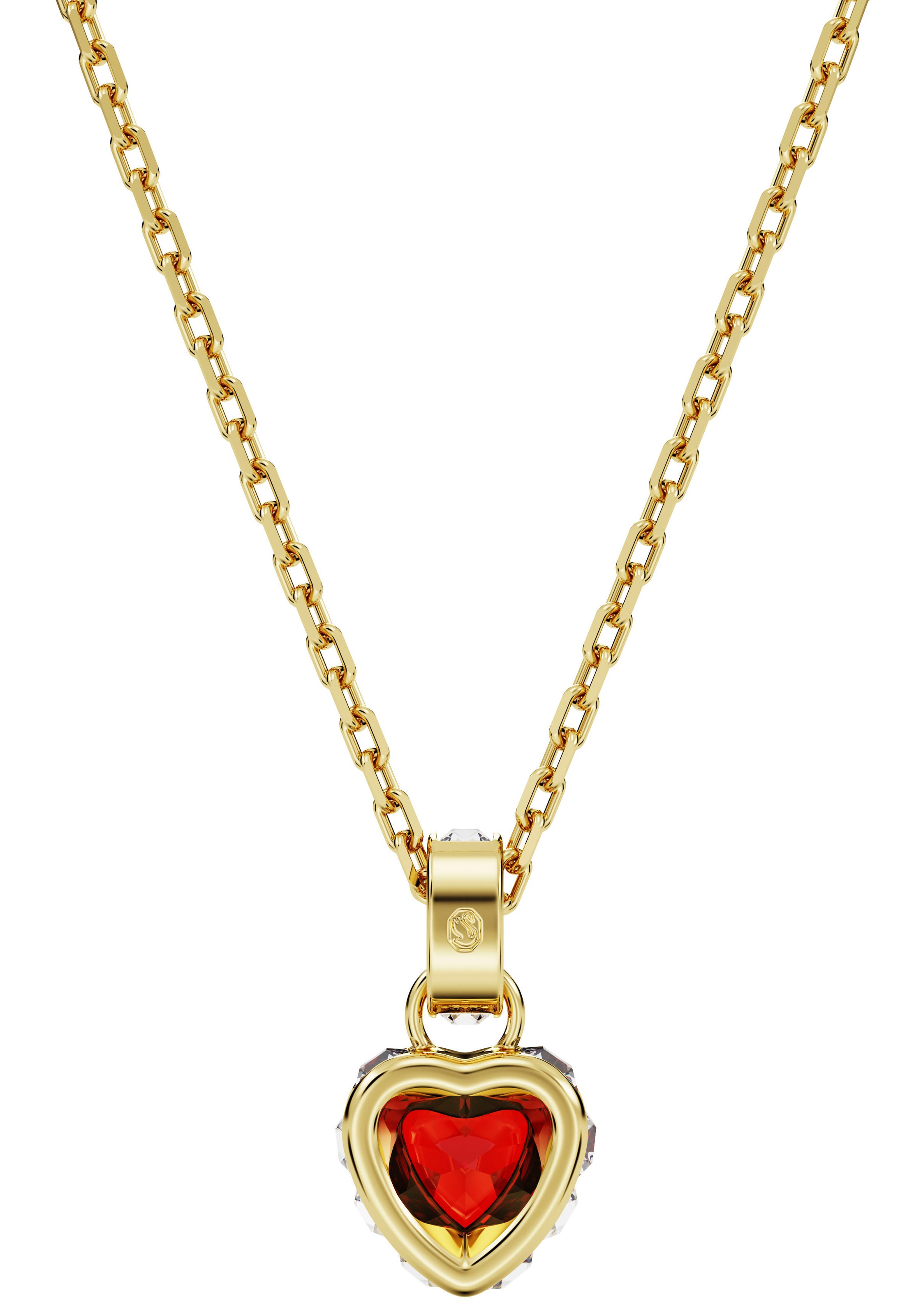 Kette mit Anhänger SWAROVSKI "Chroma Herz", rot (rot, rot), Halsketten, Damen, Metall, L: 44, mit Swarovski Kristall 8
