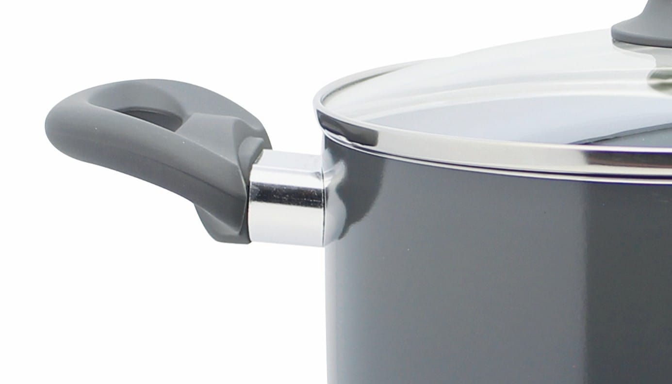 Elo Topf-Set »Rhino Topfset 4-teilig«, Aluminium, (Set, 7 tlg.), Hitzeisolierende Softtouch Griffe