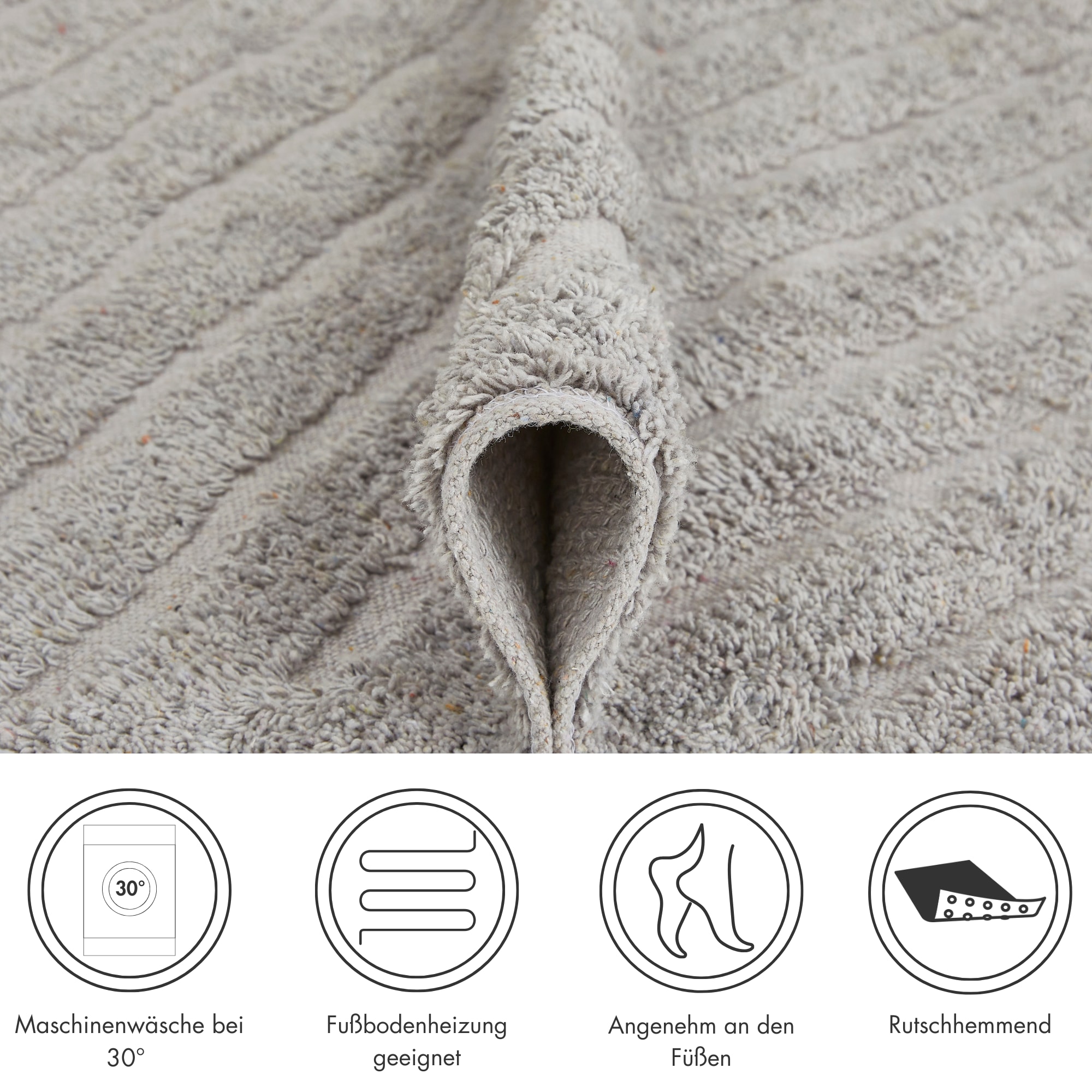 Andiamo Badematte »Havanna, 50x80 cm«, fußbodenheizungsgeeignet-schnell trocknend, Badteppich, Uni Farben, Hoch-Tief Effekt, verschiedene Designs