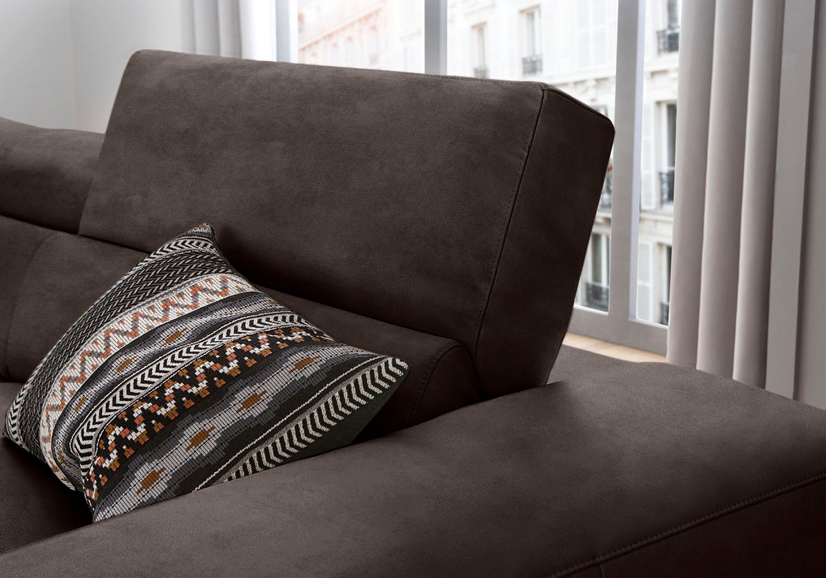 W.SCHILLIG Ecksofa »piedroo, Designsofa mit tollem Sitzkomfort, bequem und elegant, L-Form«, Kopfteilverstellung, wahlweise mit Sitztiefenverstellung, Breite 343cm
