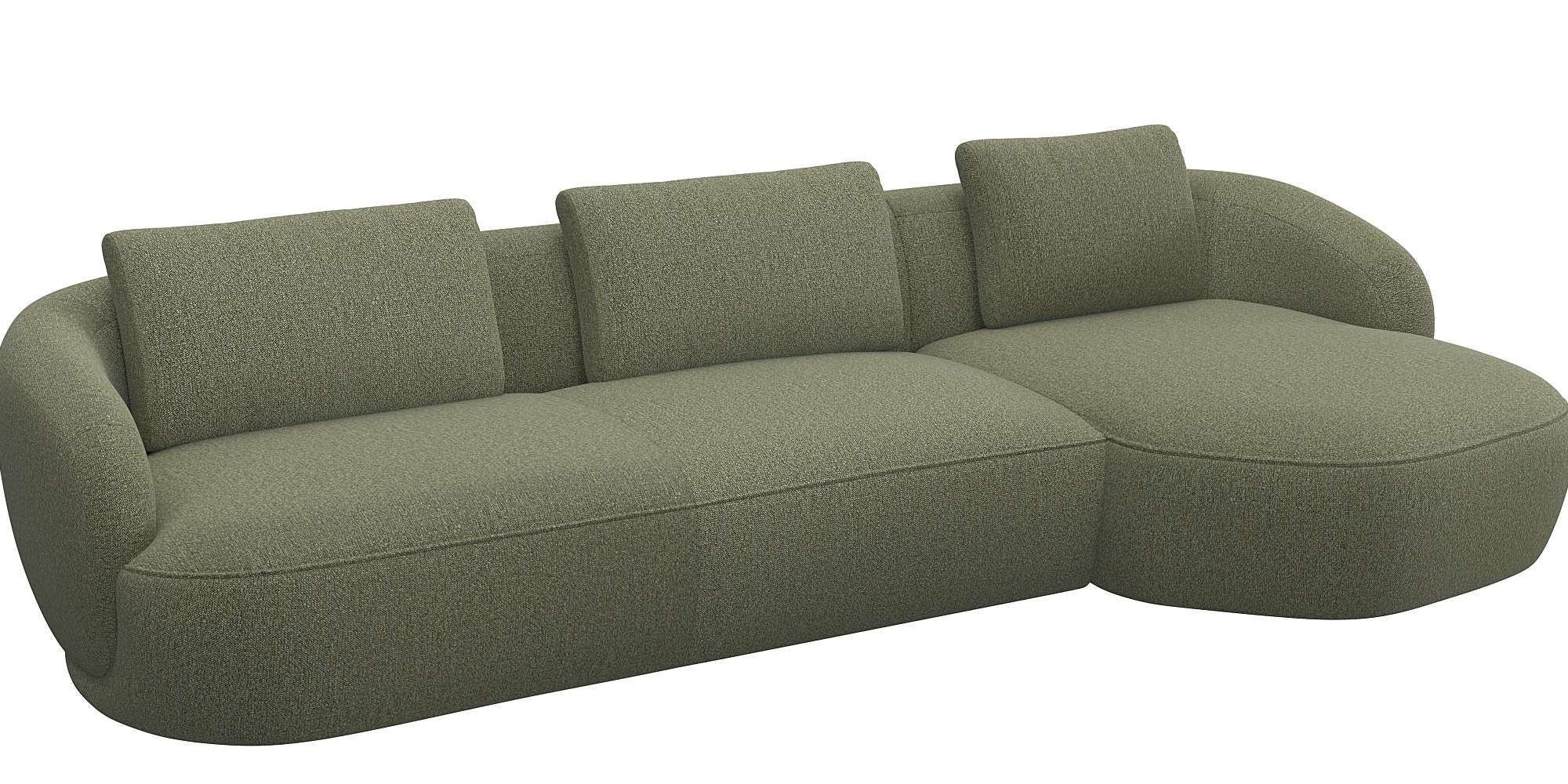 FLEXLUX Wohnlandschaft »Torino, rund, L-Form, Sofa-Ecke mit Recamiere, Longchair-Sofa«, Modernes, organisches Sofa-Design, Kaltschaum, Wellenunterfederung