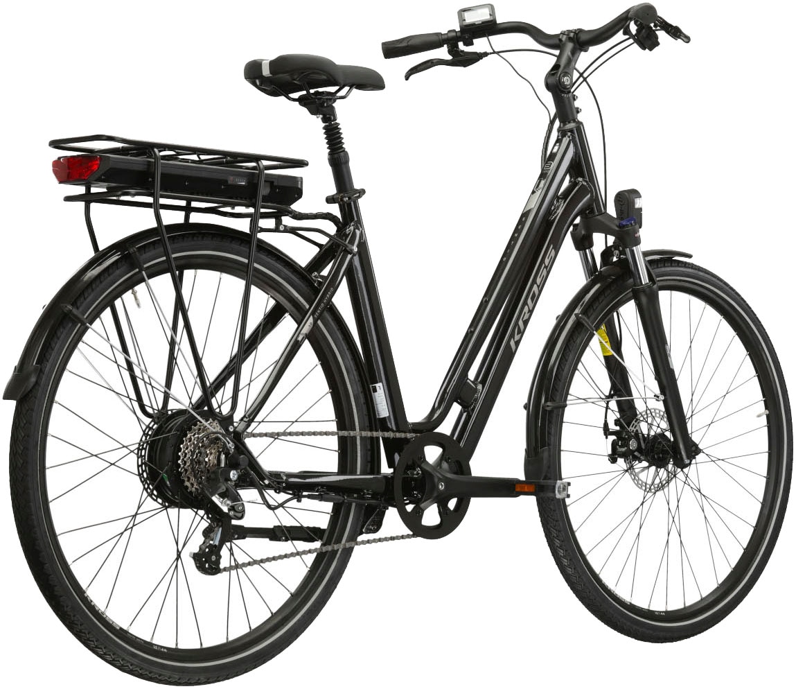 Kross E-Bike »E-Citybike Sentio Hybrid 1.0 28 Zoll schwarz«, 8 Gang, microSHIFT, M26S, Heckmotor 250 W