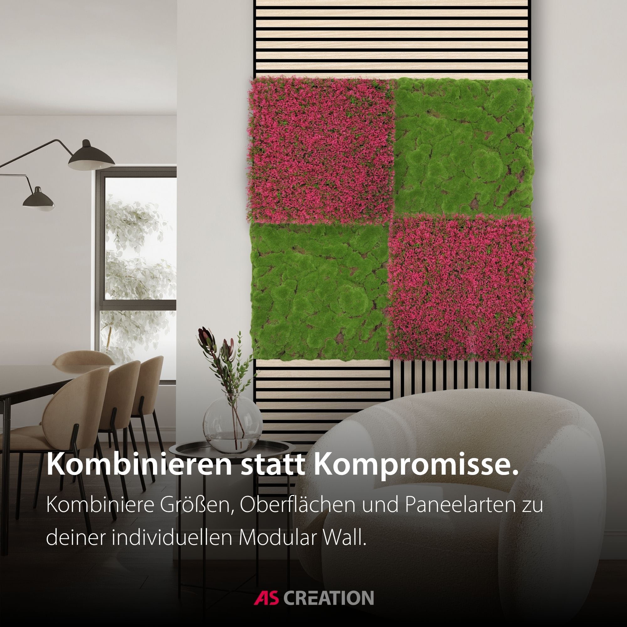 Architects Paper 3D Wandpaneel »A.S. Création Modular Wall Wandpaneel Pflanzenoptik« 1 tlg. Kunstpflanzen auf rPET-Filz für farbstarke botanische 3D-Wände