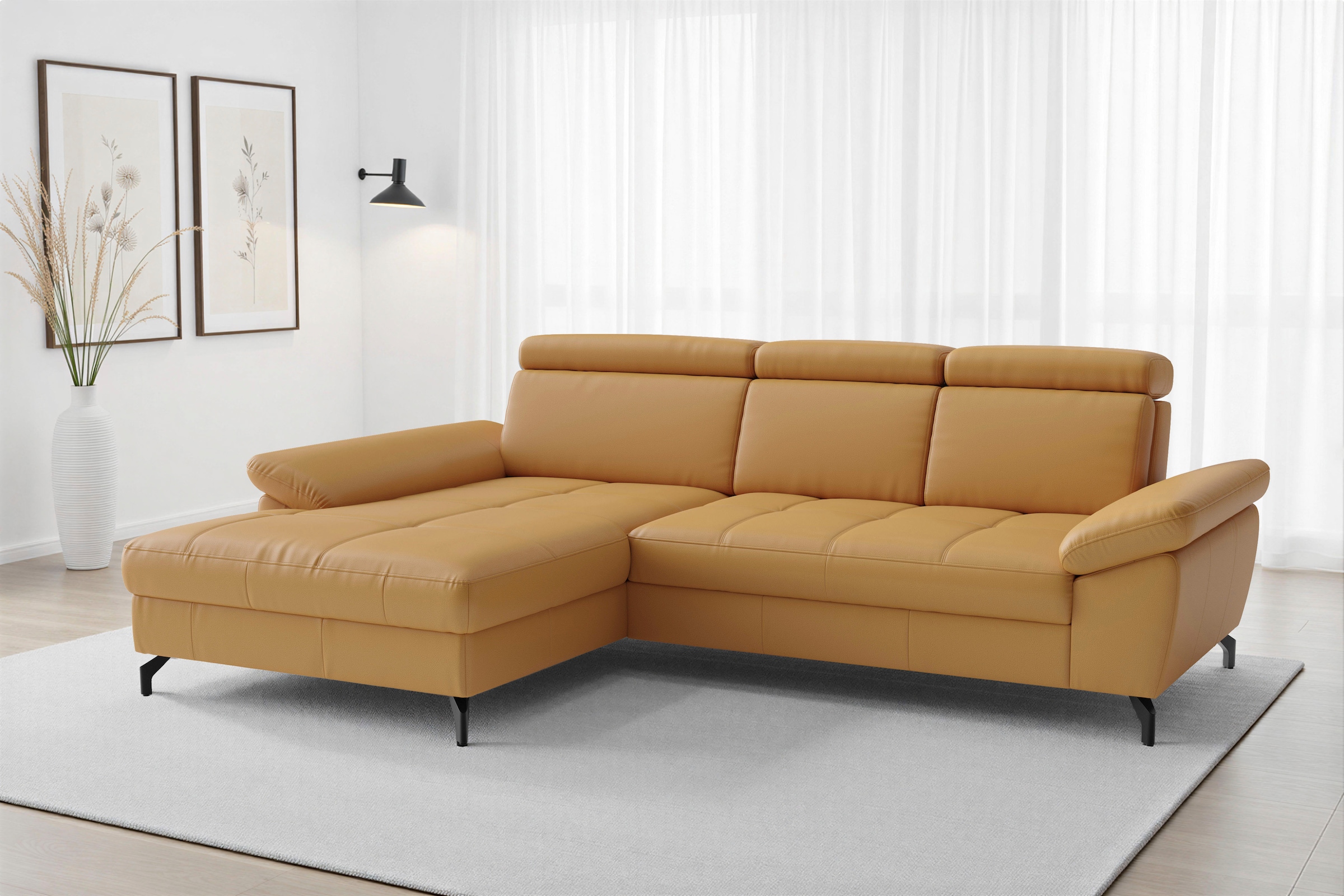 sit&more "Vanity L-Form, Leder, B: 264 cm, mit Sitz-, Kopf u. Armteilverstellung" Couch optional mit Schlaffunktion & Bettkasten, in Leder