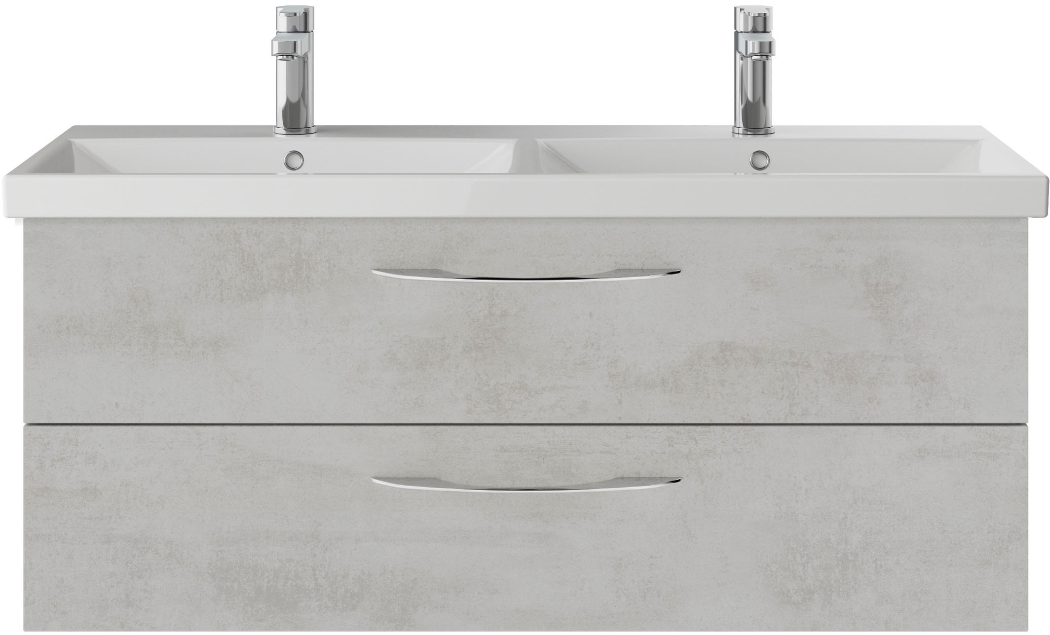 Saphir Badmöbel-Set »Serie 4035 2-teilig, Keramik-Doppelwaschtisch mit LED-Spiegelschrank«, (Set), Doppel-Waschplatz inkl Türdämpfer, 120 cm breit, 2 Schubladen, 3 Türen