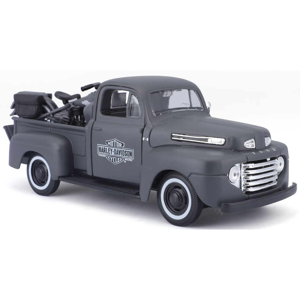 Maisto® Sammlerauto »Ford F1 ´48«, 1:24, inklusive Harley-Davidson WLA Flathead