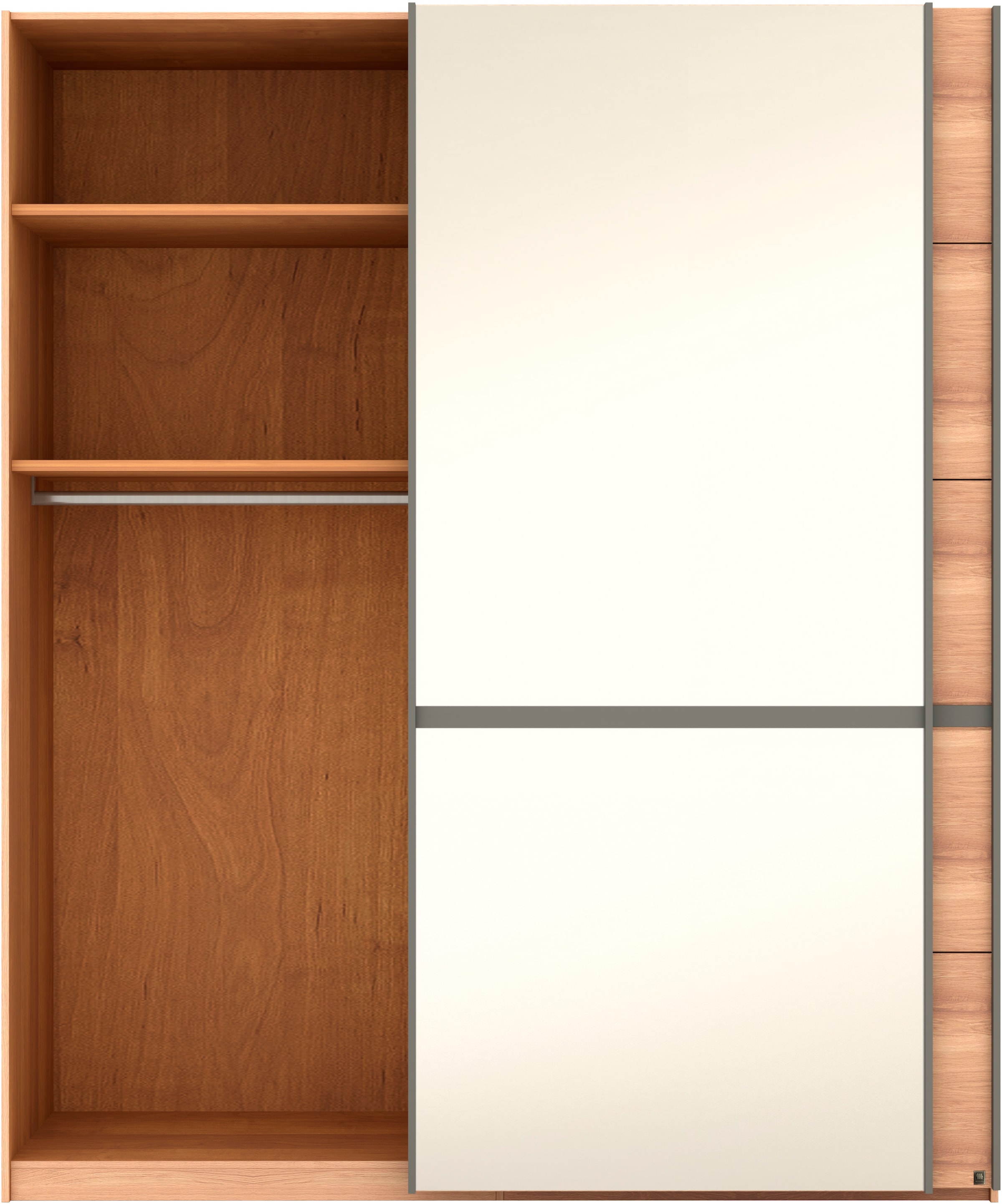 Musterring Schwebetürenschrank »Sorrent, Kleiderschrank, Schrank, Schiebetüren«, (Teilmassiv Eiche, MADE IN GERMANY), Türen in Eiche massiv mit Kassetten-Optik, verschiedene Maße verfügbar