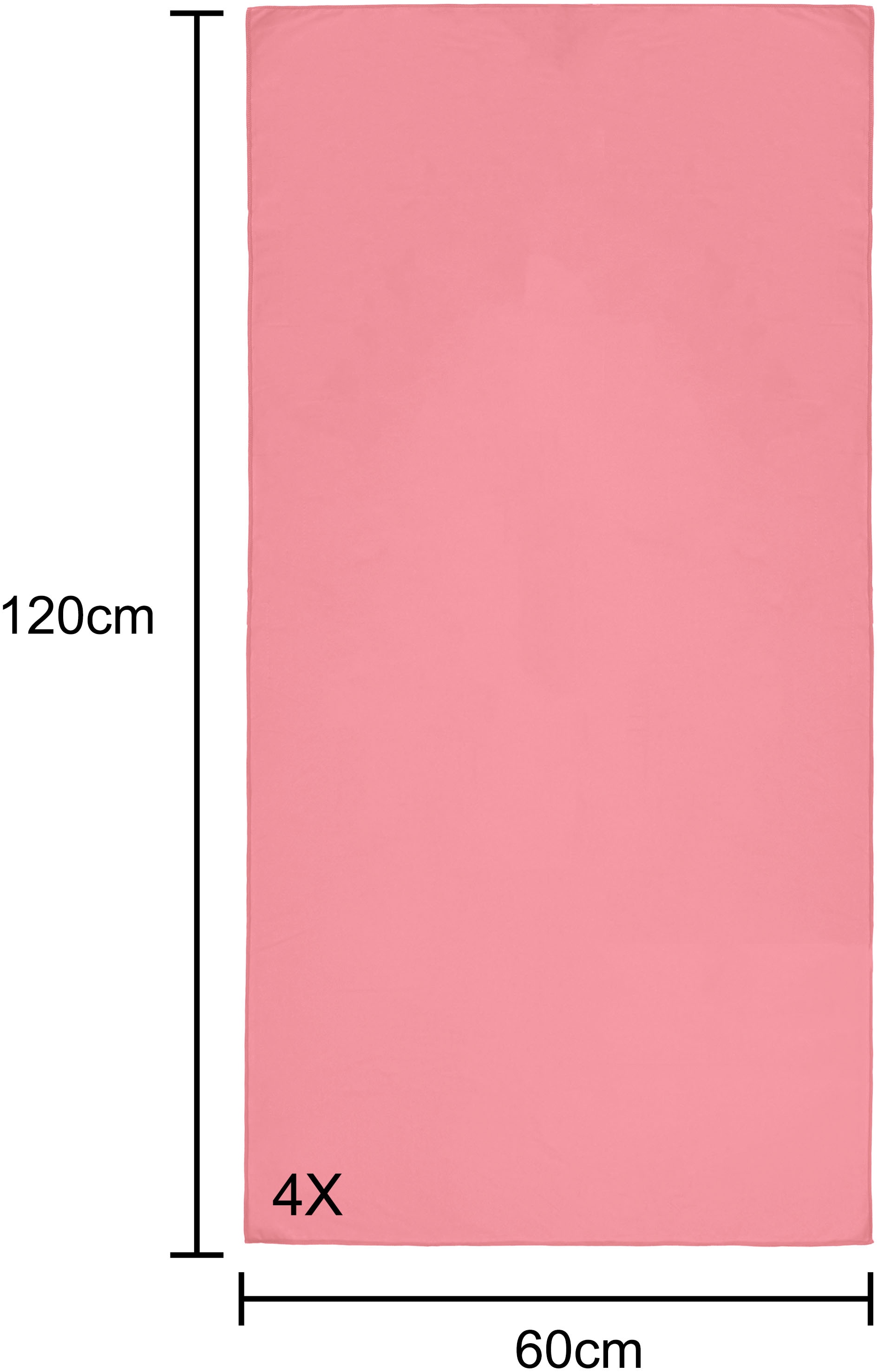 my home Reisehandtuch »Xavi, 4 x 60x120cm, ideal als Sporthandtuch, Reisehandtuch«, (Set, 4 St.), als Serie und Set, sehr leicht, kompakt, schnelltrocknend, Mikrofaser