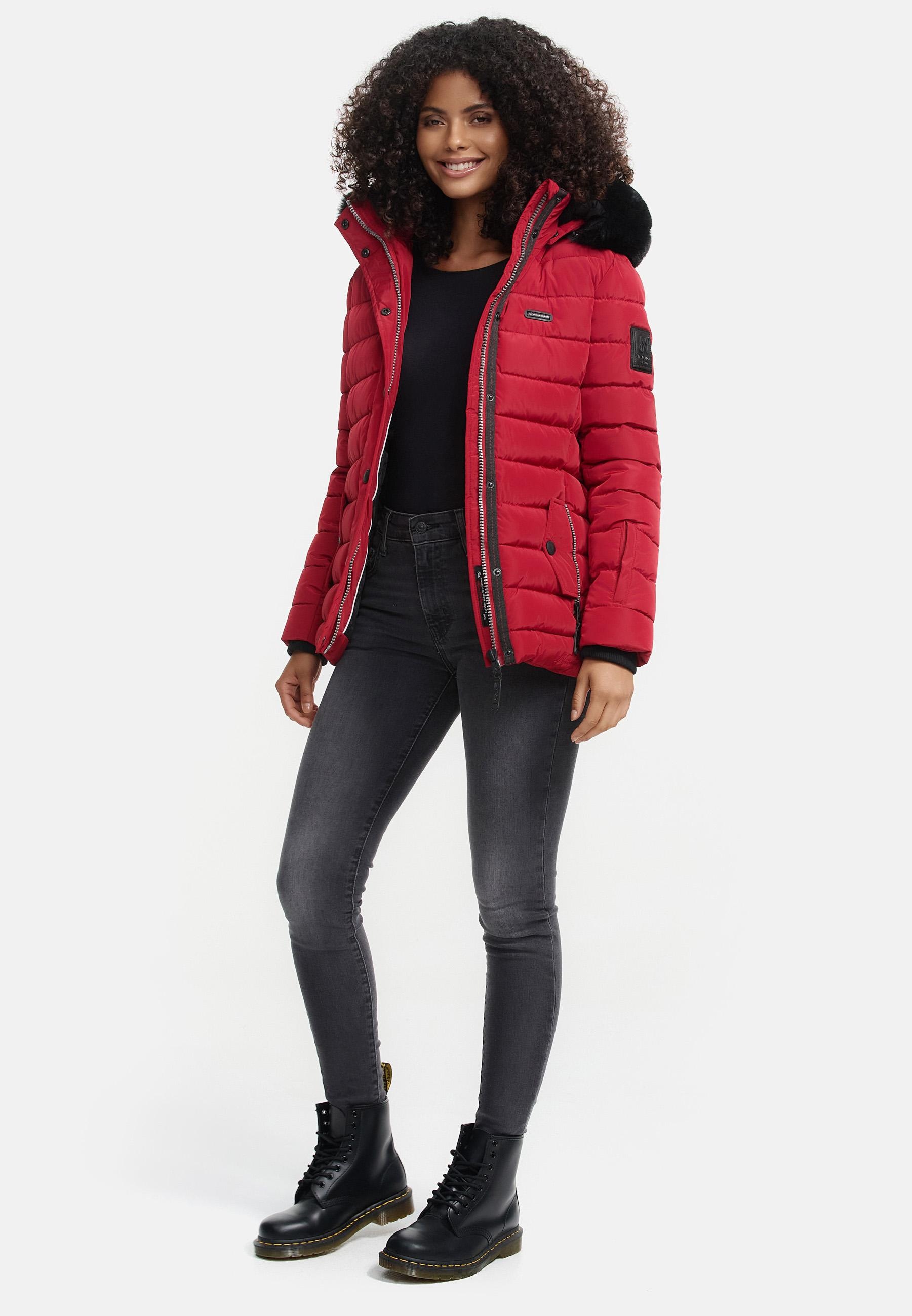 Navahoo Steppjacke »Milianaa«, mit Kapuze, Edle Winterjacke mit weicher Kunstfell-Kapuze