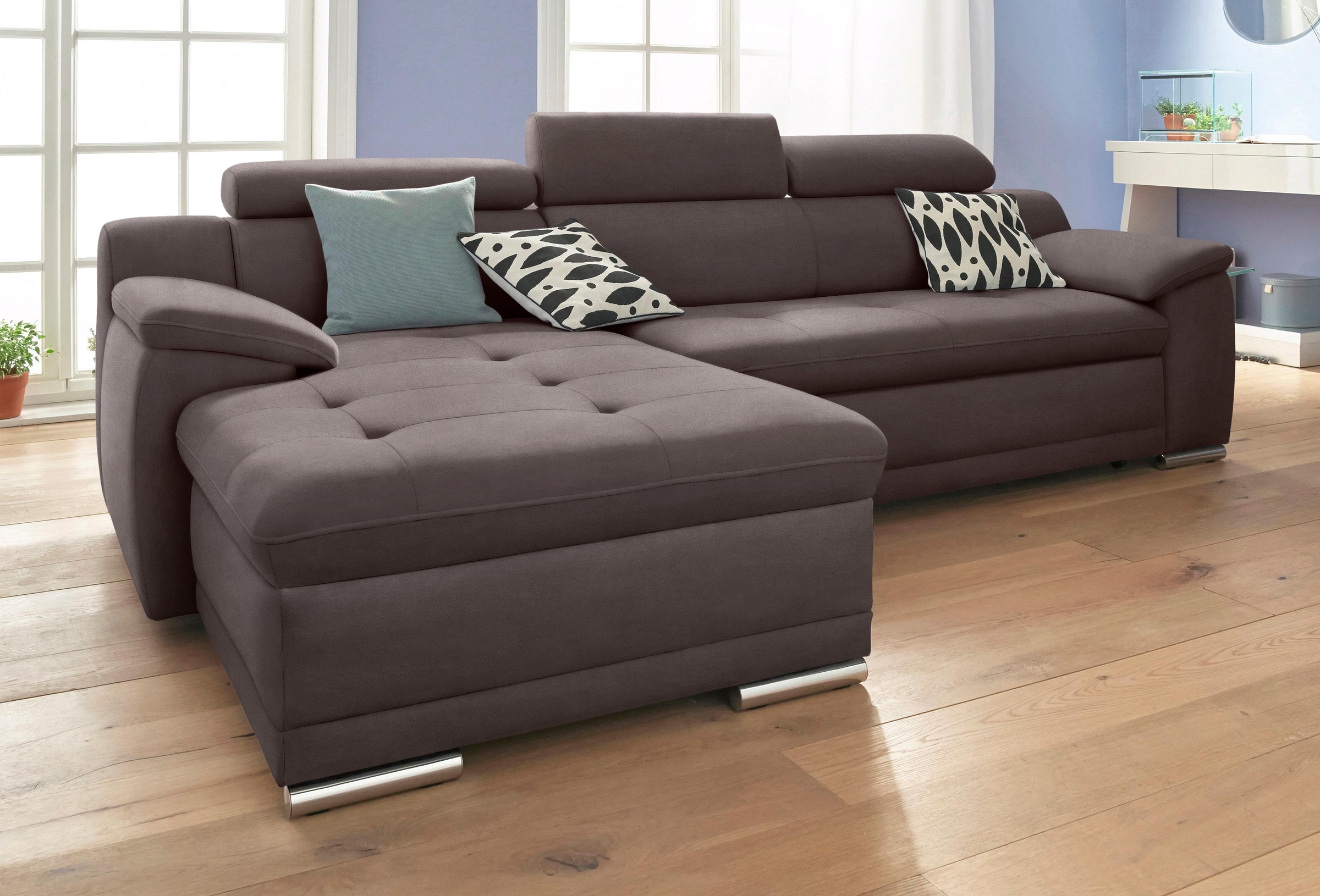sit&more Ecksofa, wahlweise mit Bettfunktion, inklusive Kopfteilverstellung