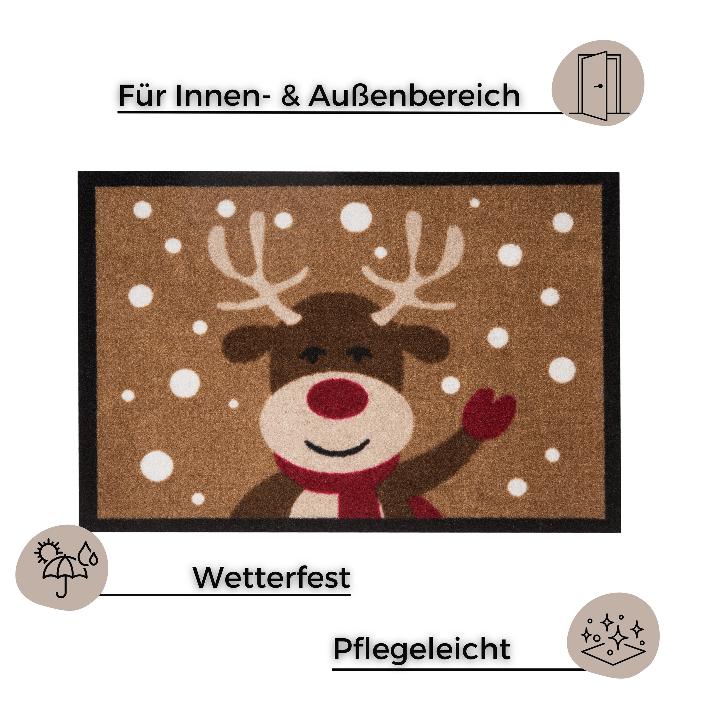 HANSE Home Fußmatte "Reindeer, Türmatte" In- & Outdoor, Rutschfest, Rentier günstig online kaufen