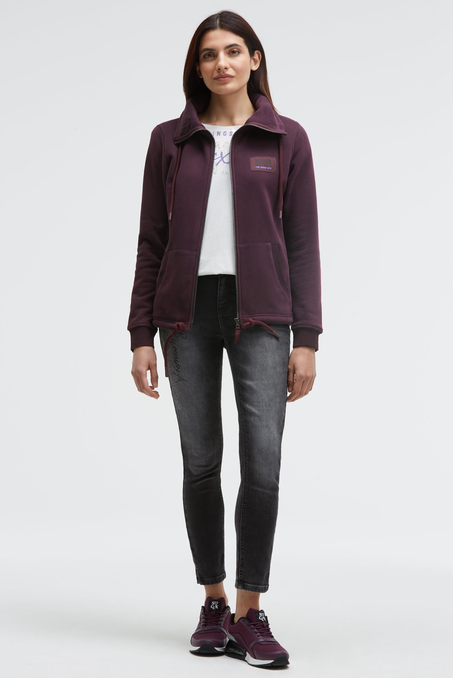 SOCCX Sweatjacke, mit Bindeband am Saum