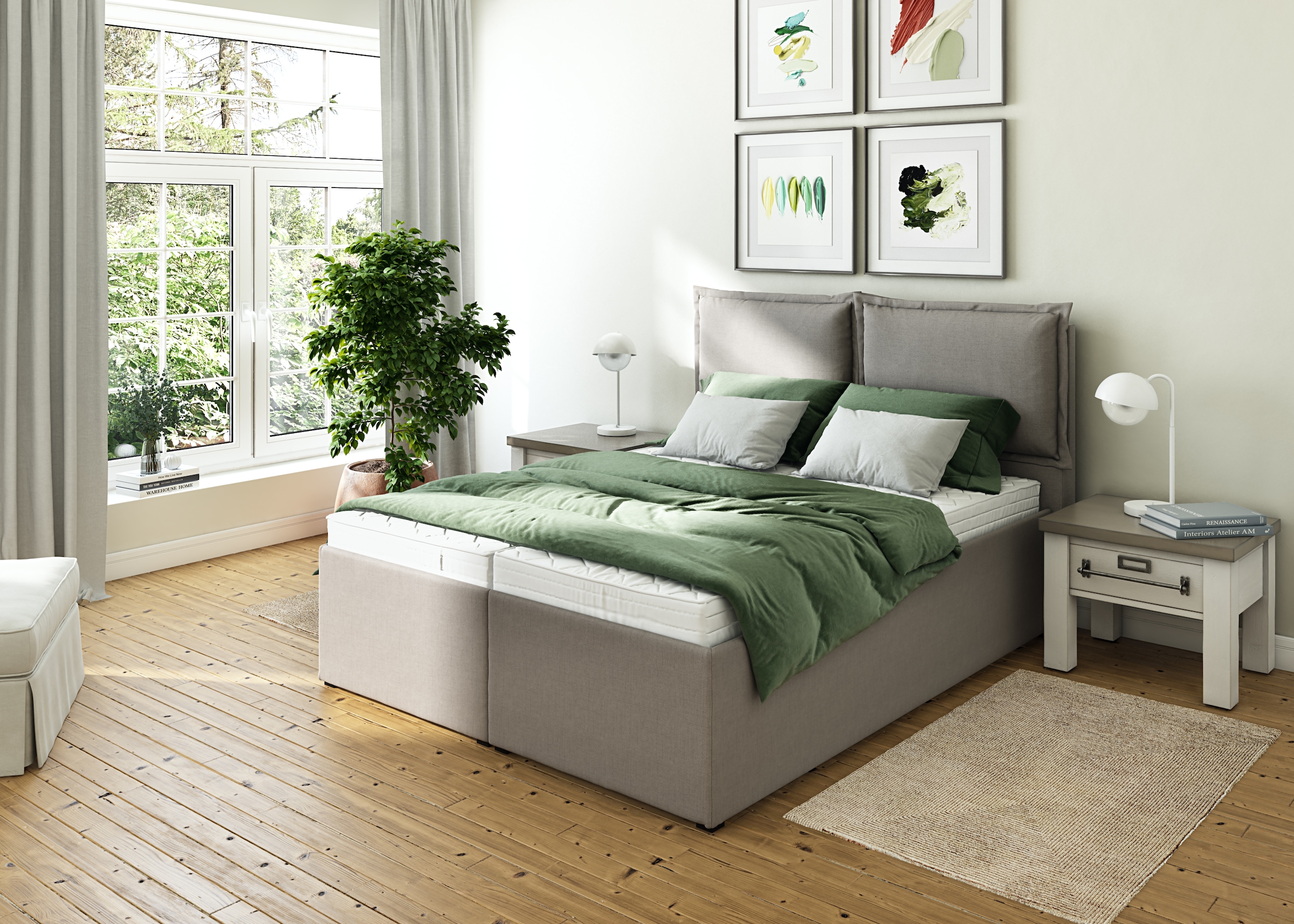 Polsterbett MAINTAL, B:167cm L:215cm, grau, Struktur fein (100% Polyester), Betten, "Lyara", wahlweise ohne Matratze oder mit 3 Matratzenarten zur