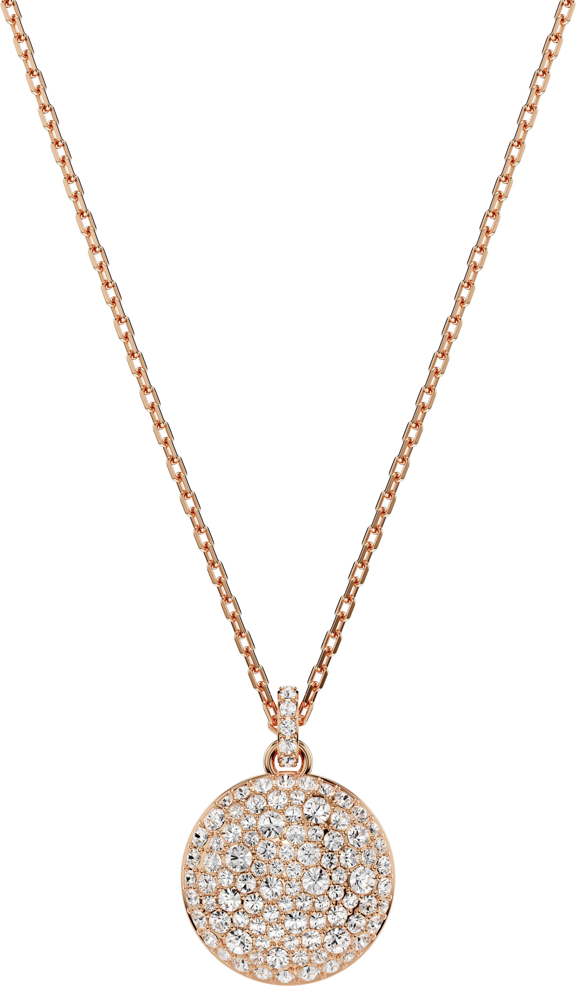 Ketten-Set SWAROVSKI "Sublima Round im Lagenlook", rosa (roségoldfarben, kristallweiß), Halsketten, Damen, Metall, L: 45, mit Swarovski Kristall 4