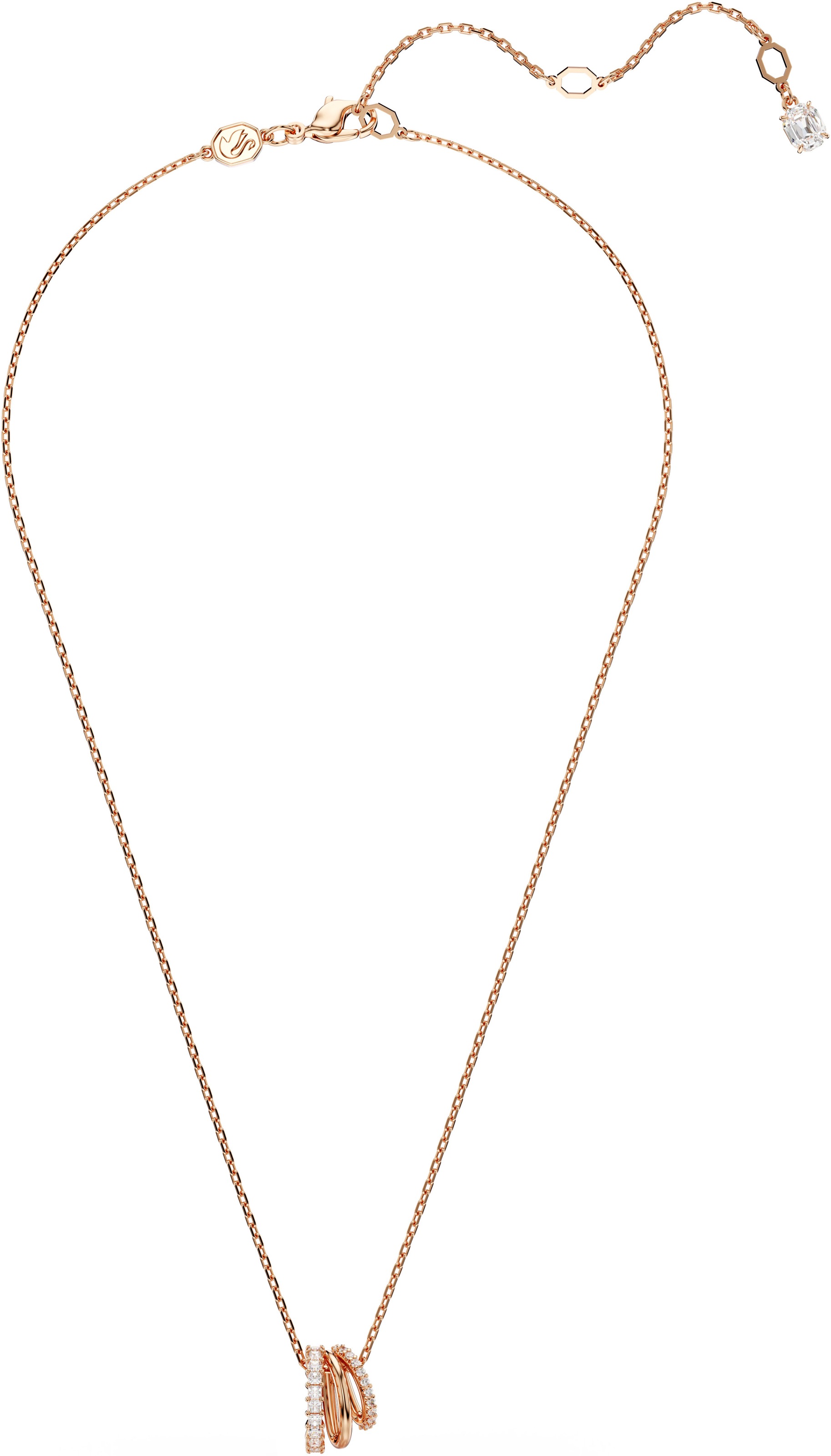 Kette mit Anhänger SWAROVSKI "Schmuck Geschenk Hyperbola Halskette", rosa (roségoldfarben, kristallweiß), Halsketten, Damen, Metall, L: 45, mit Swarovski Kristall 3