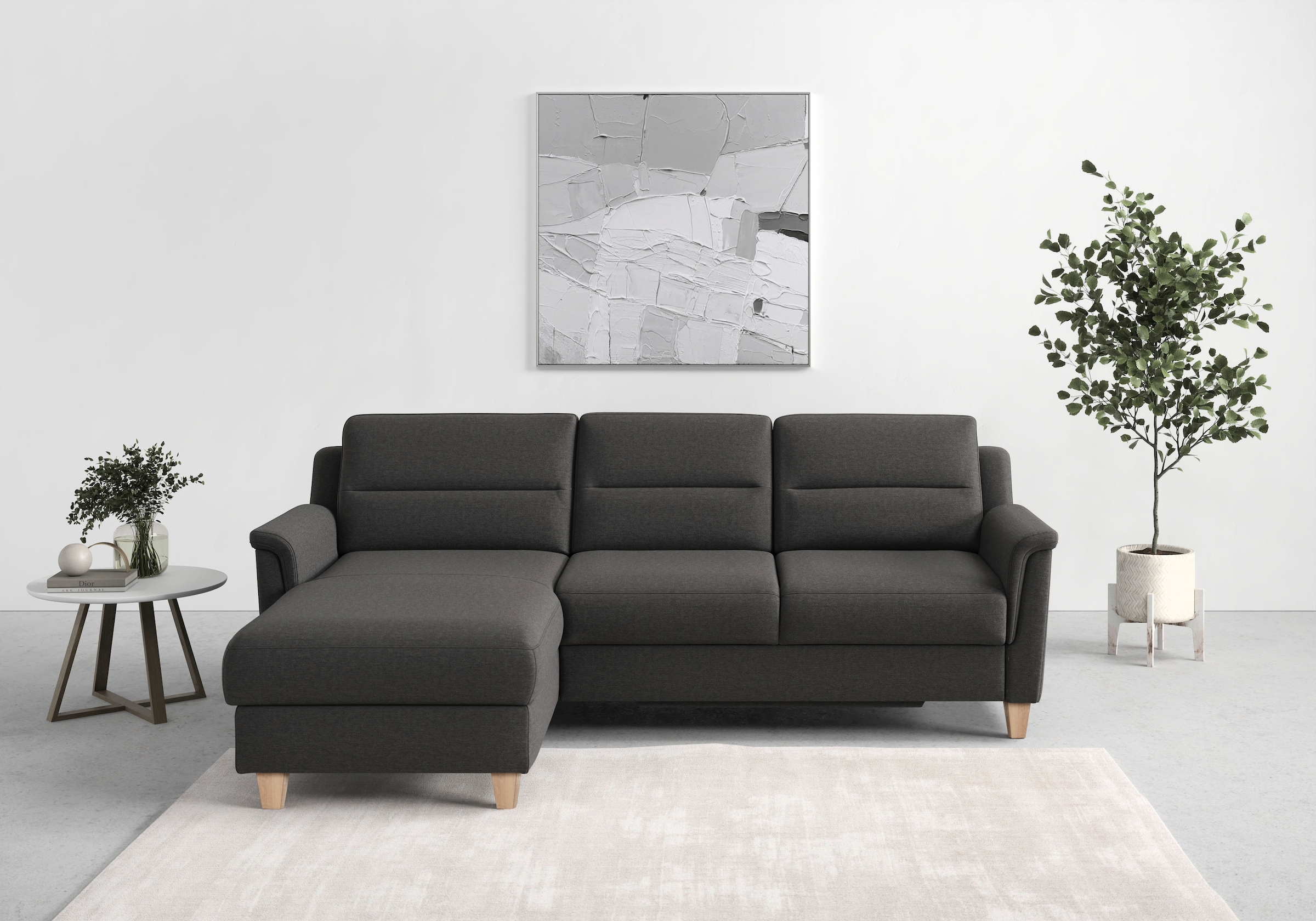 sit&more Ecksofa »Farö L-Form«, inklusive Federkern, wahlweise mit Bettfunktion und Bettkasten