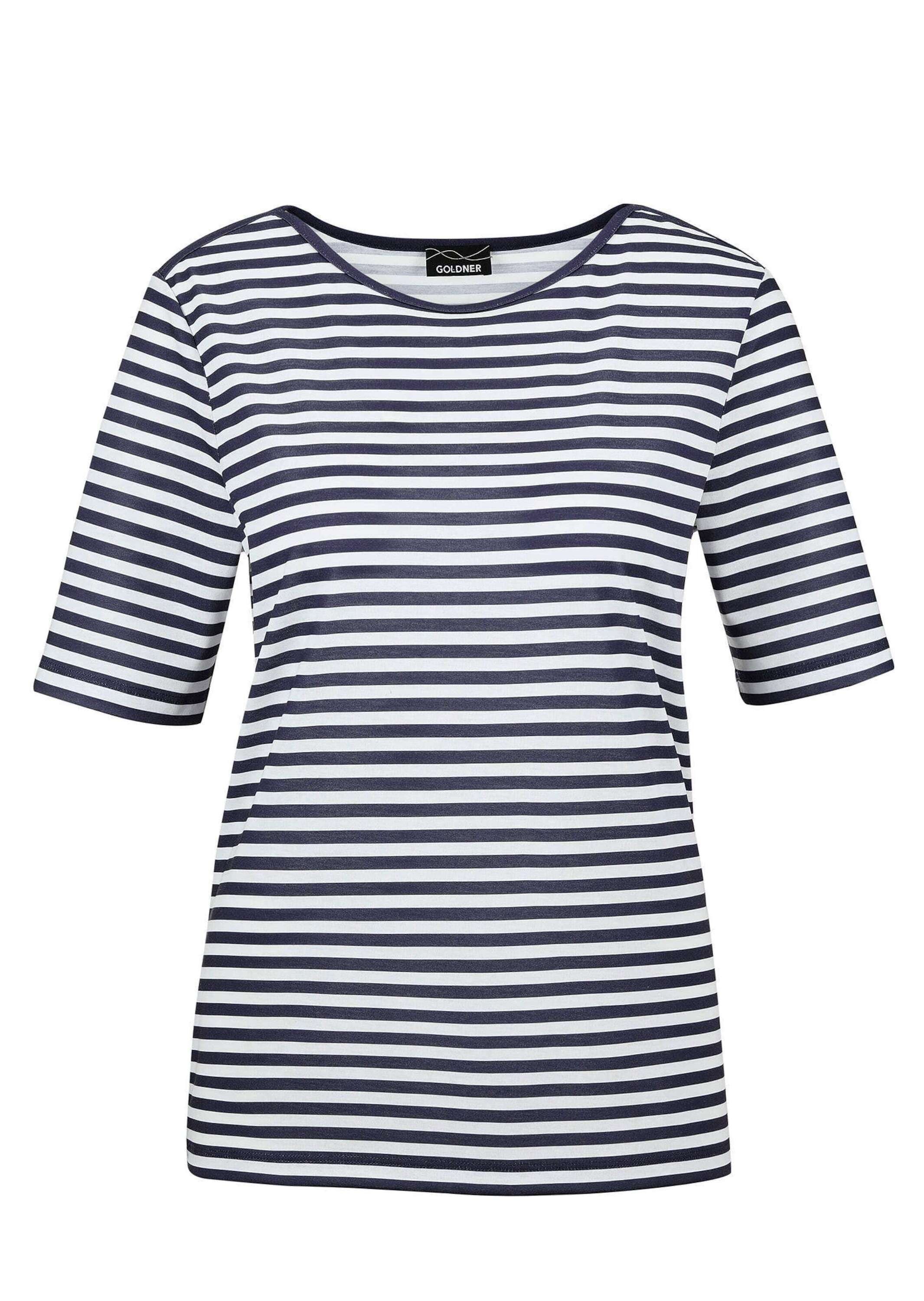 GOLDNER Kurzarmshirt "Kurzgröße Stilvolles Streifenshirt für Damen" Blende
