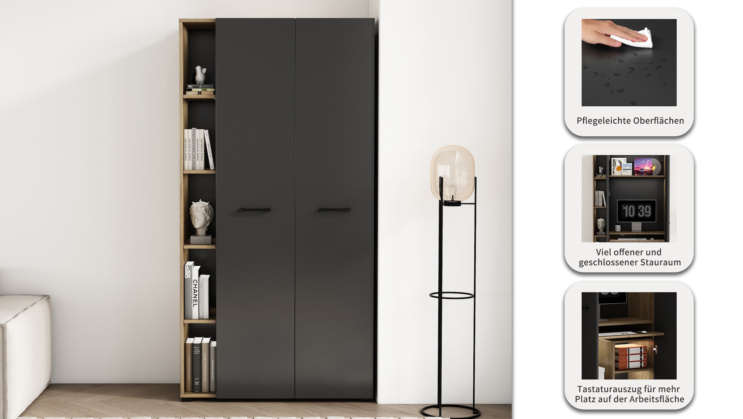 OTTO home Computerschrank »Moid« Set,  für Arbeitszimmer, mit zwei Türen, mit Tastaturauszug