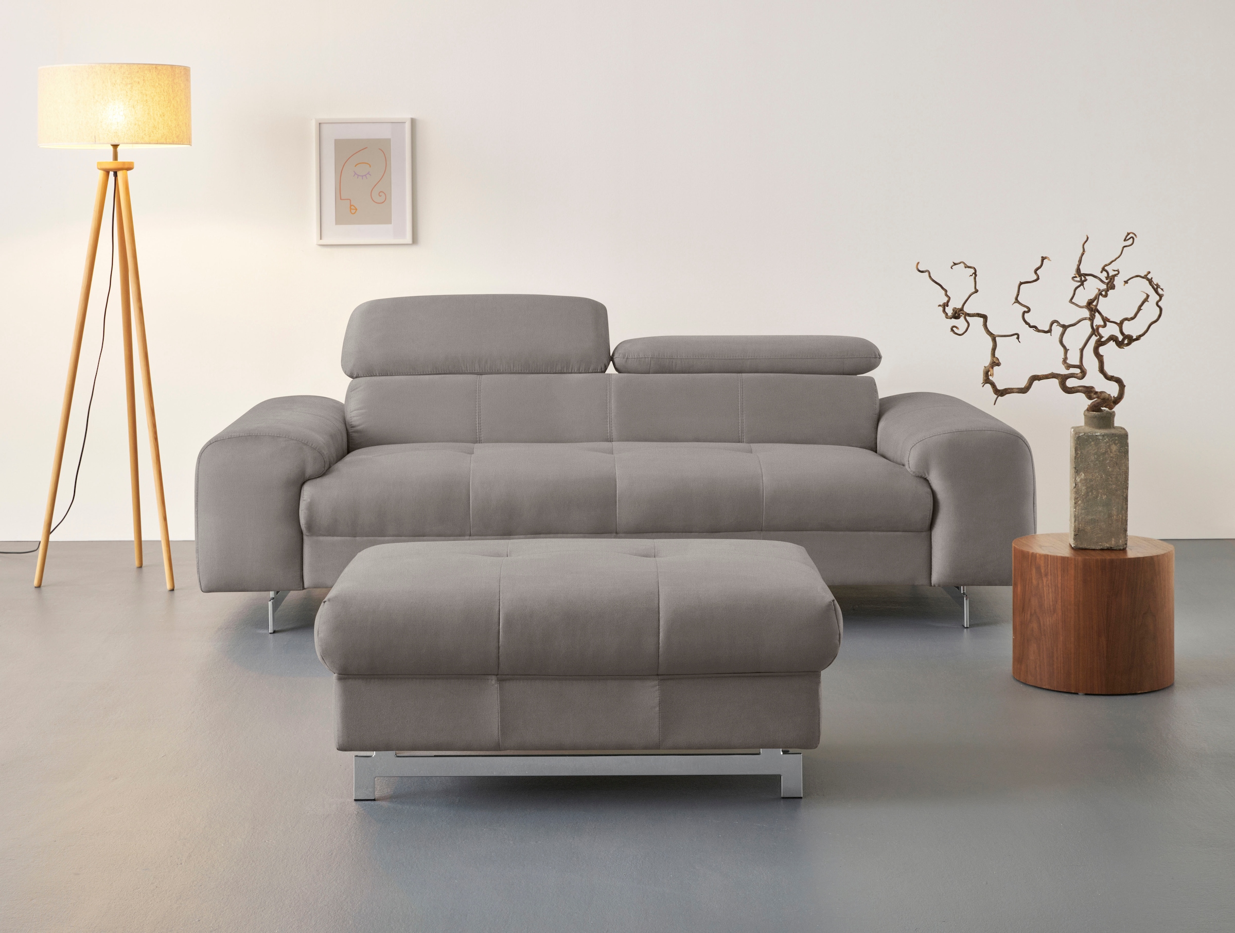 COTTA 3-Sitzer »Chef«, Big-Sofa mit Kopfteilverstellung, edle Metallkufen