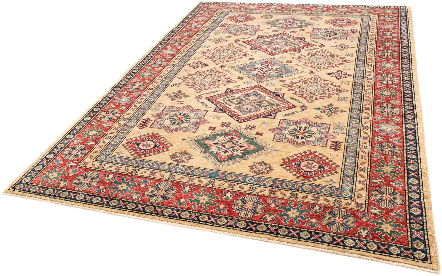 morgenland Orientteppich "Ziegler - Kazak - 245 x 174 cm - hellbraun", rechteckig, 6 mm Höhe, Wohnzimmer, Handgeknüpft, 