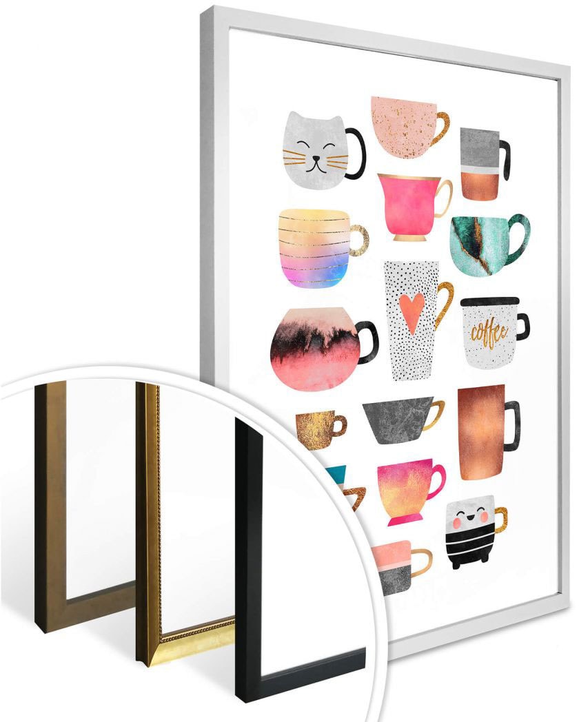 Wall-Art Poster »Kaffeetassen Bunt«, Geschirr & Besteck, (1 St.) kaufen |  BAUR | Poster