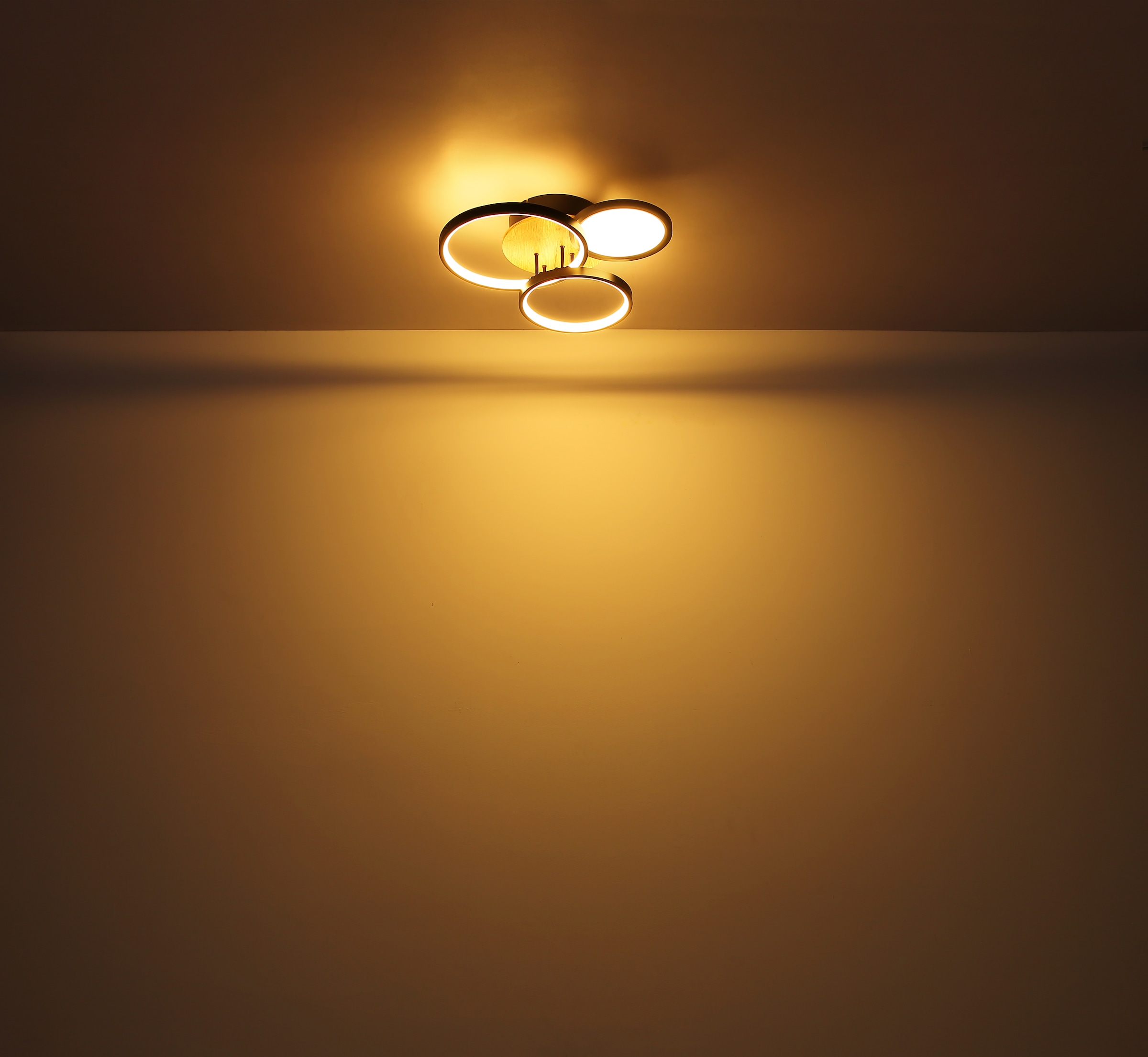 GLOBO LIGHTING Deckenleuchte »SID« LED-Modul 1 Stk. Warmweiß Deckenleuchte Schwarz/Holzoptik, Opalglas, LED 30W, 3000K