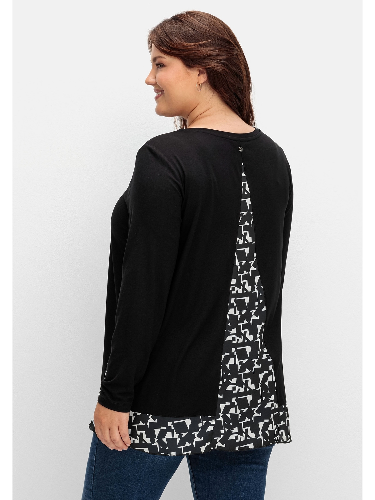 Sheego Longshirt »Große mit Grafikprint-Einsatz bestellen online Größen«, | in Lagenoptik, BAUR