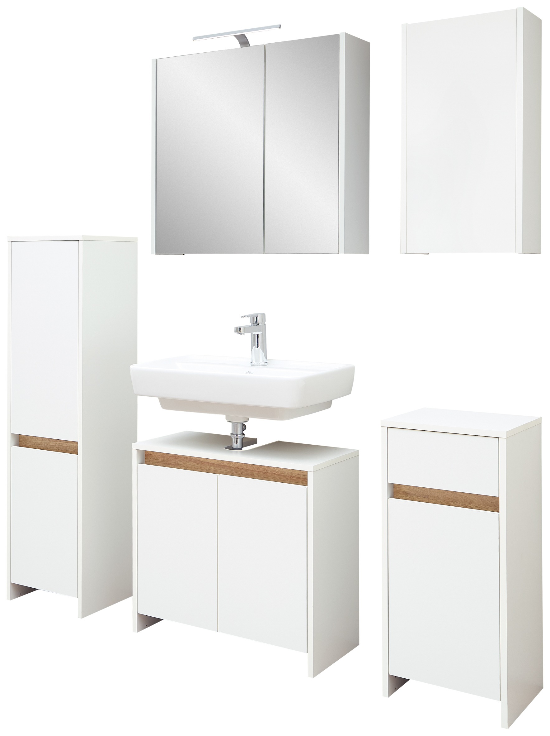 Thumbnail - Saphir Badmöbel-Set "Quickset 100, Waschbeckenunterschrank mit Spiegelschrank" 5 Stk. tlg.