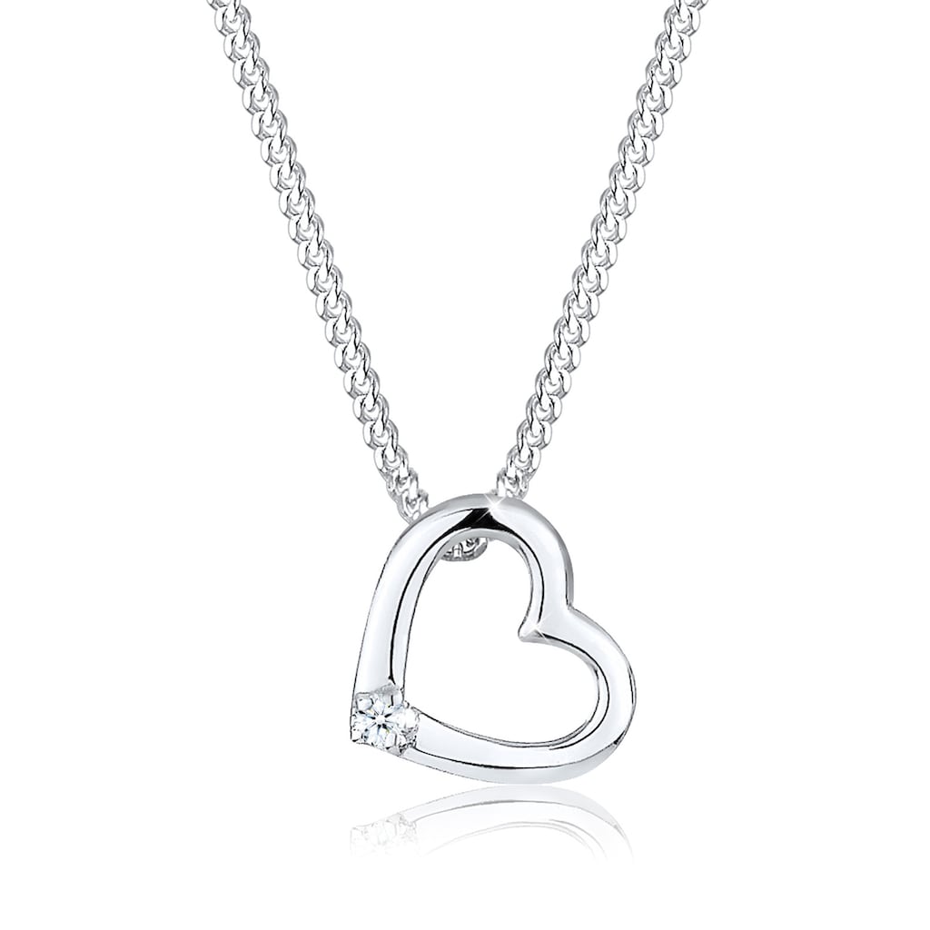 Elli DIAMONDS Collierkettchen »Herz Liebe Diamant (0.015 ct.) 925 Silber«