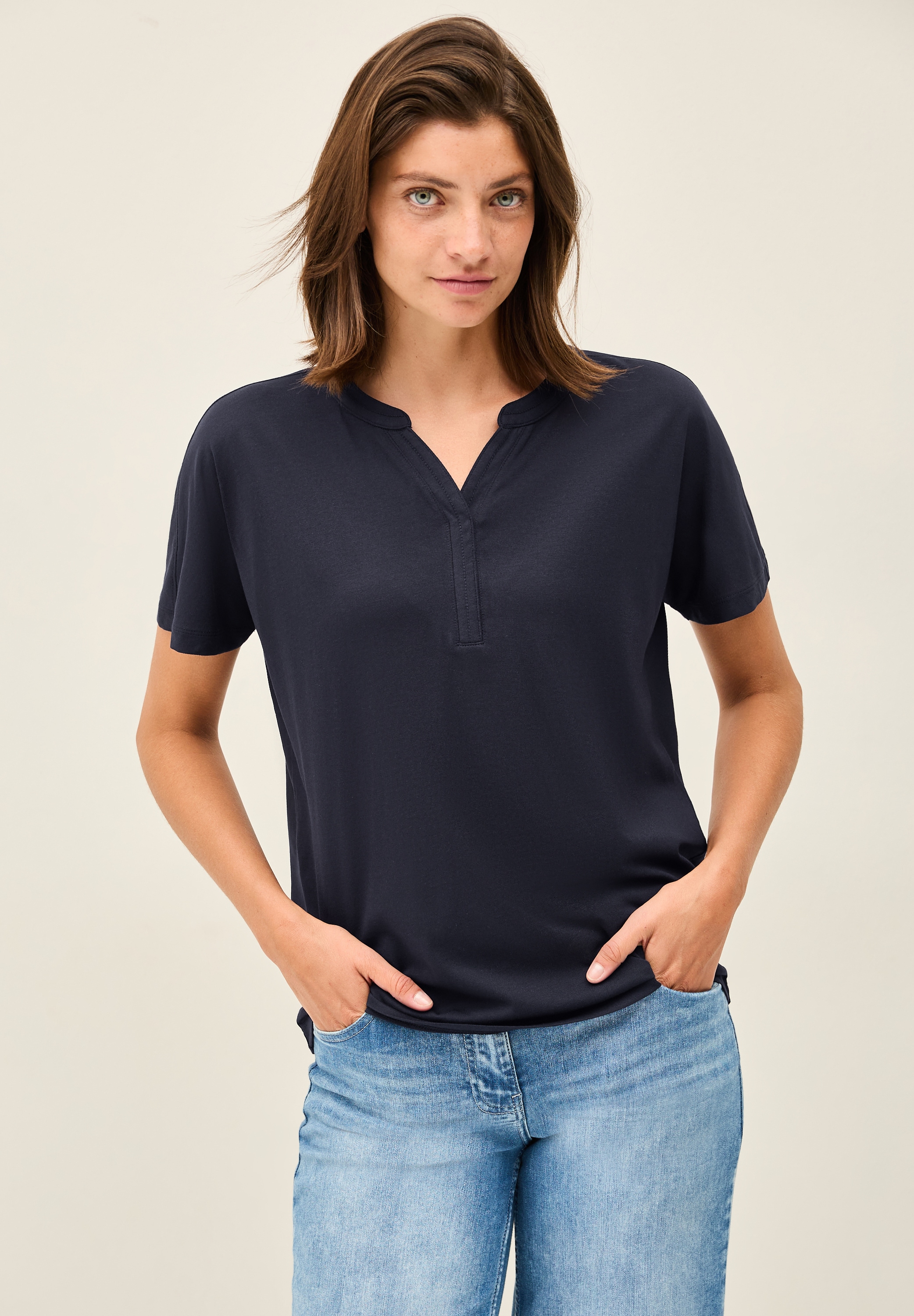 Cecil T-Shirt, aus elastischem Materialmix günstig online kaufen